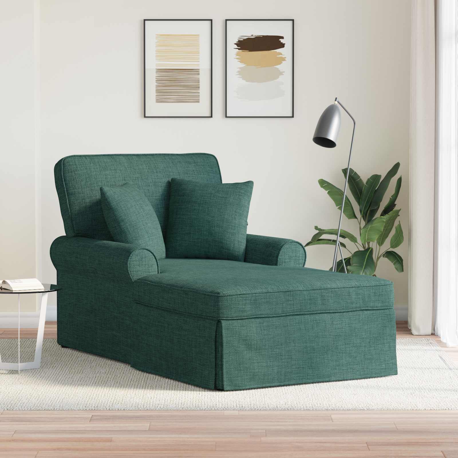 Chaise lounge avec jupe Vert foncé 91 x 157 x 91 cm tissu - XIOS