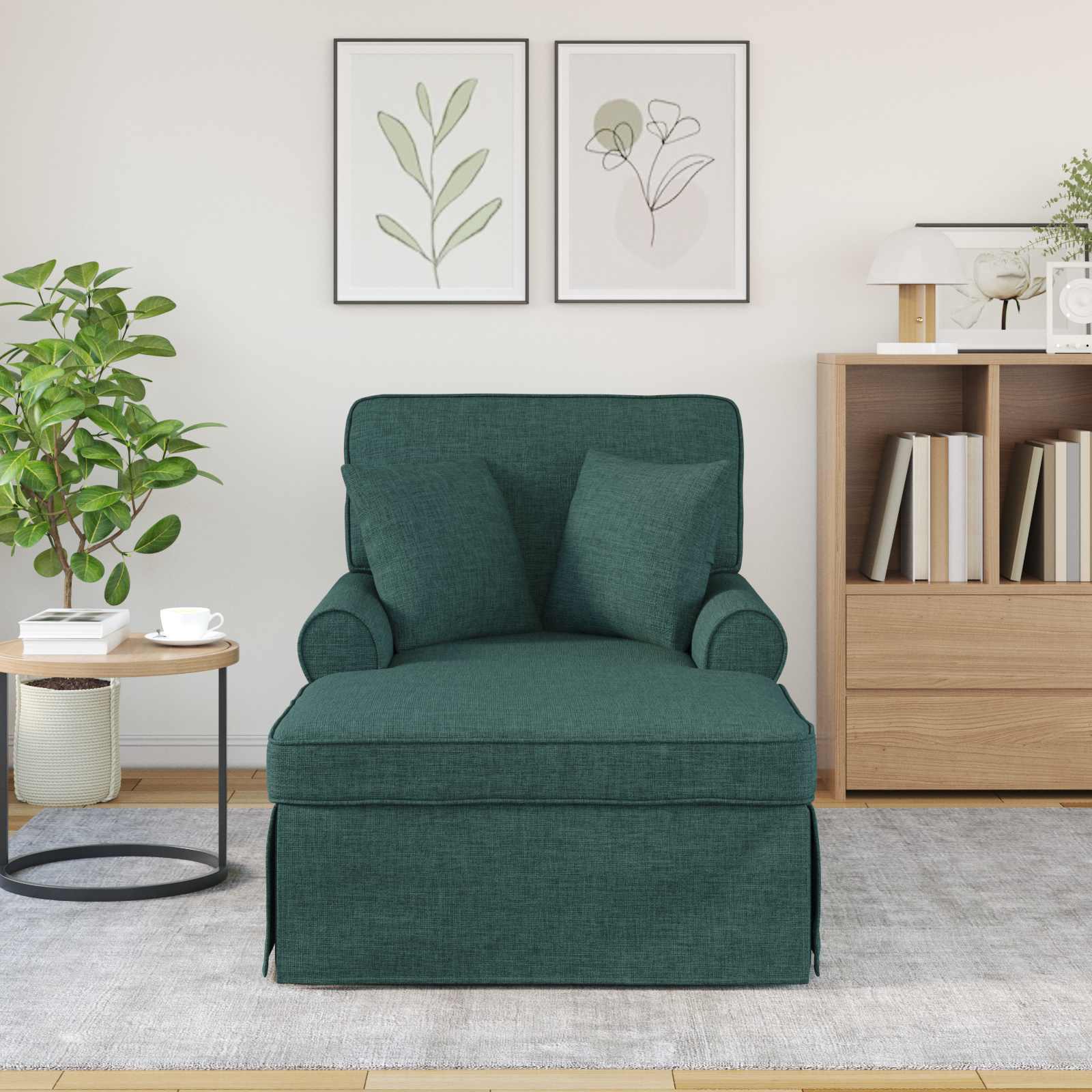 Chaise lounge avec jupe Vert foncé 91 x 157 x 91 cm tissu - XIOS