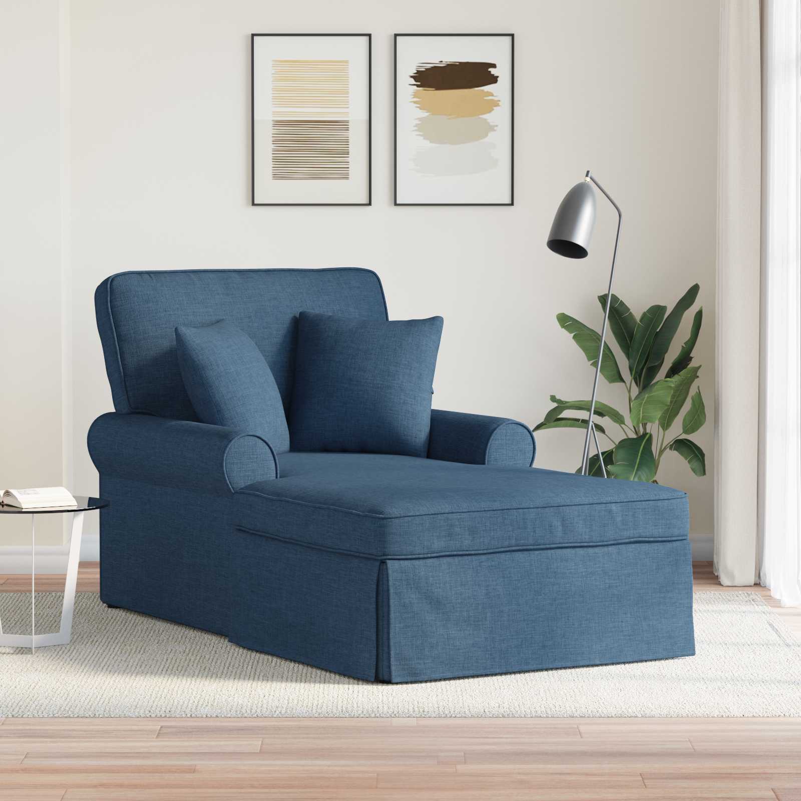Chaise lounge avec jupe avec coussin 3 pcs Bleu tissu - XIOS
