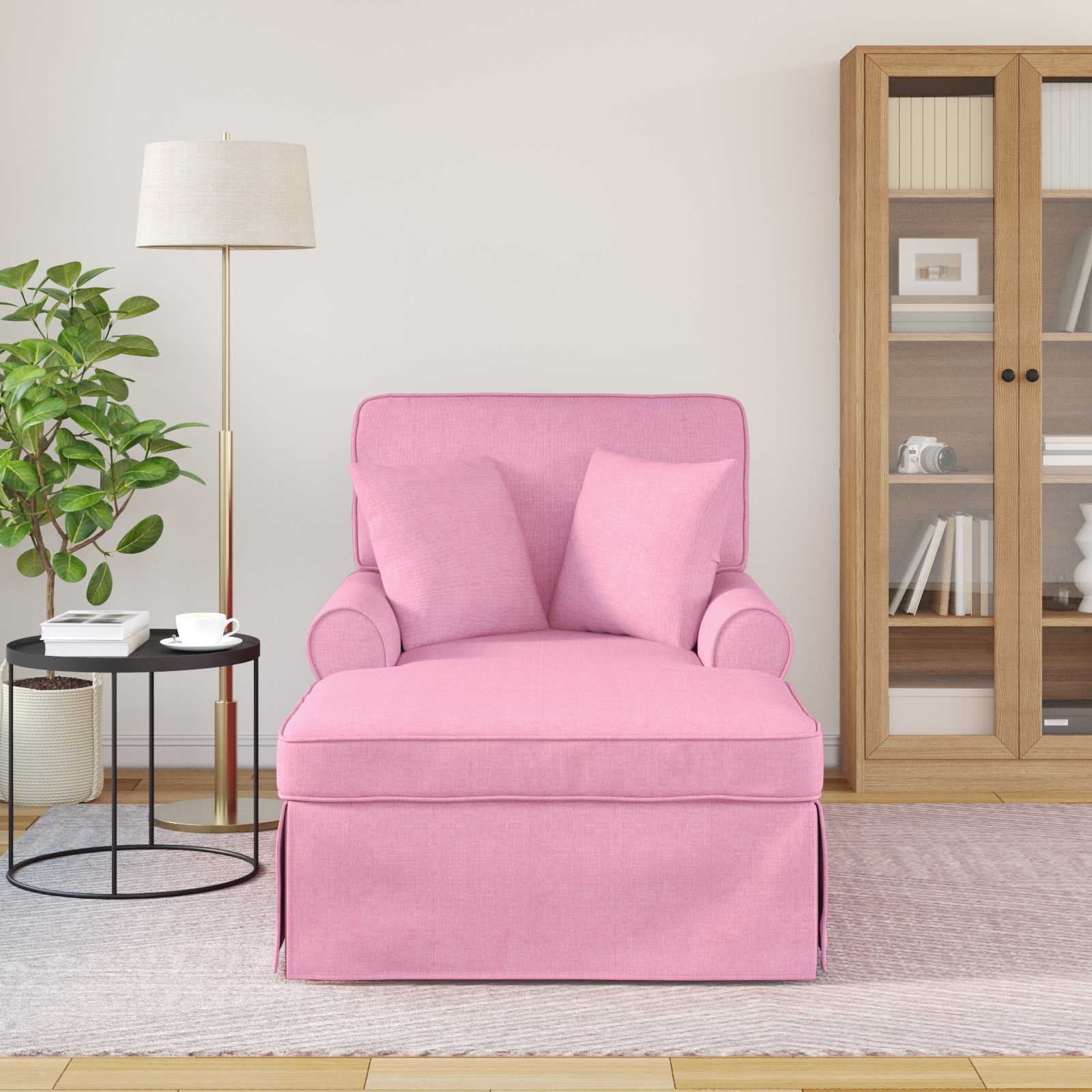 Chaise lounge avec jupe avec coussin 3 pcs Rose tissu - XIOS