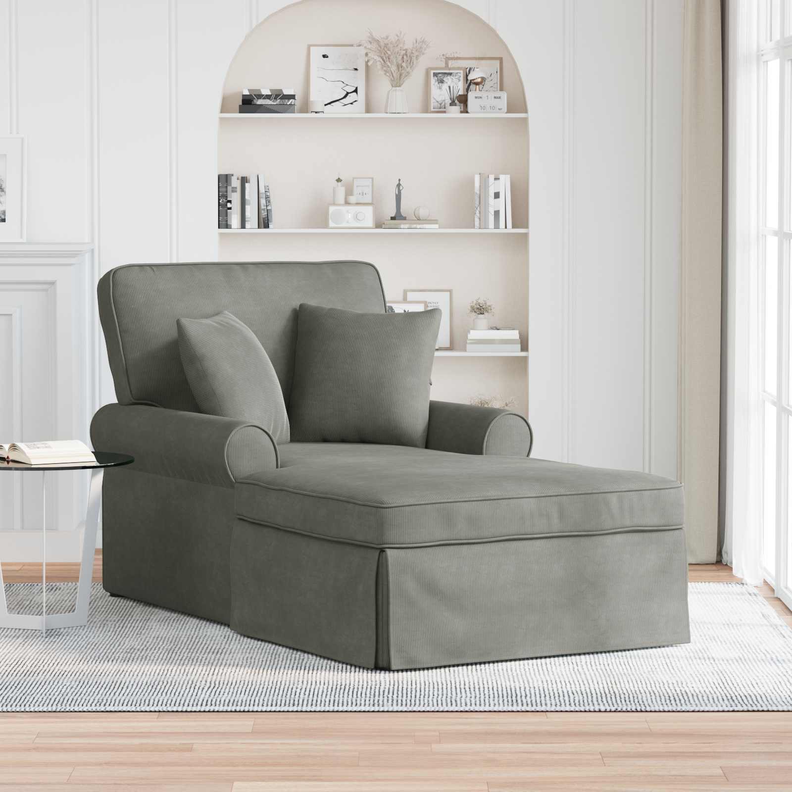 Chaise lounge avec jupe avec coussin 3 pcs Gris clair - XIOS
