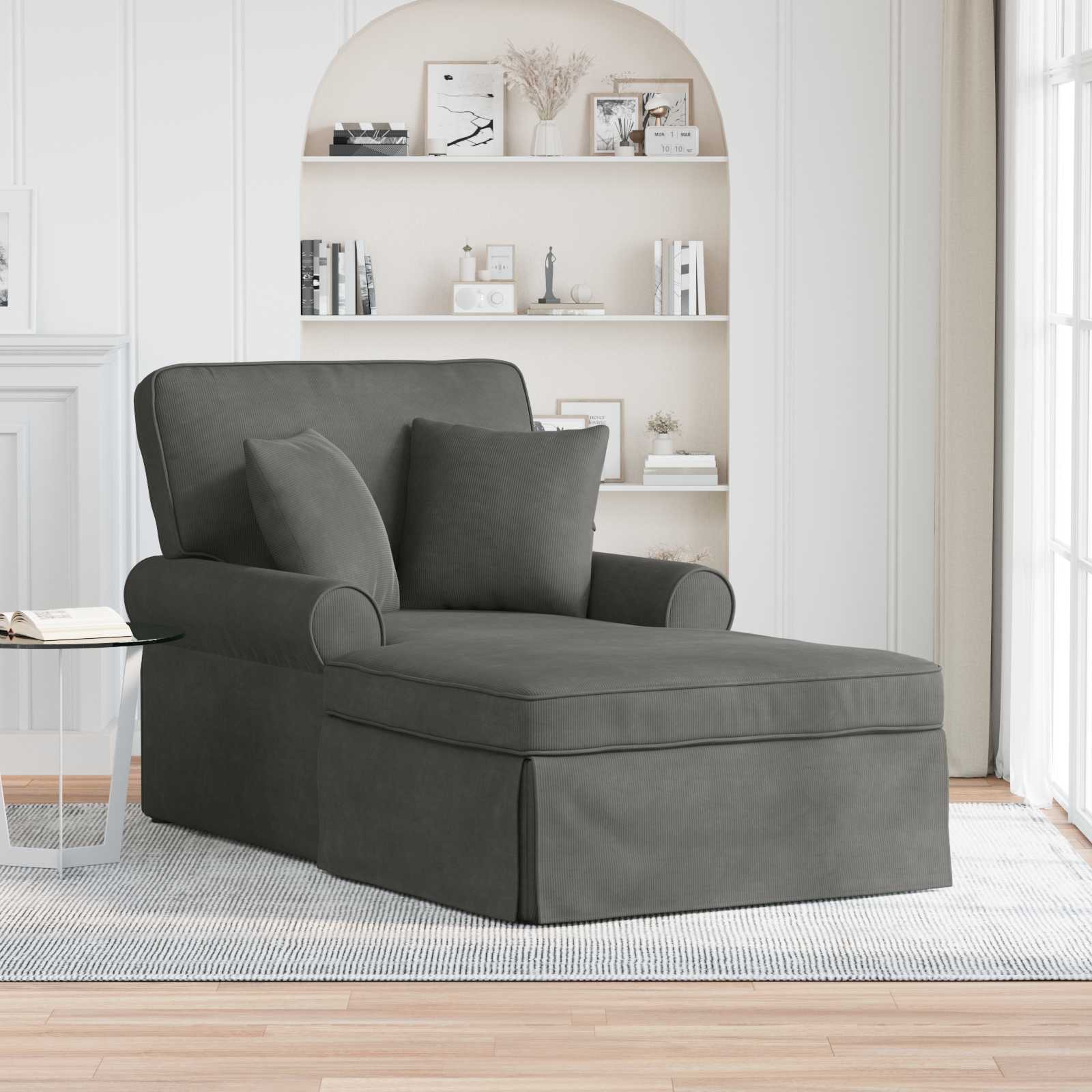 Chaise lounge avec jupe avec coussin 3 pcs Gris foncé - XIOS
