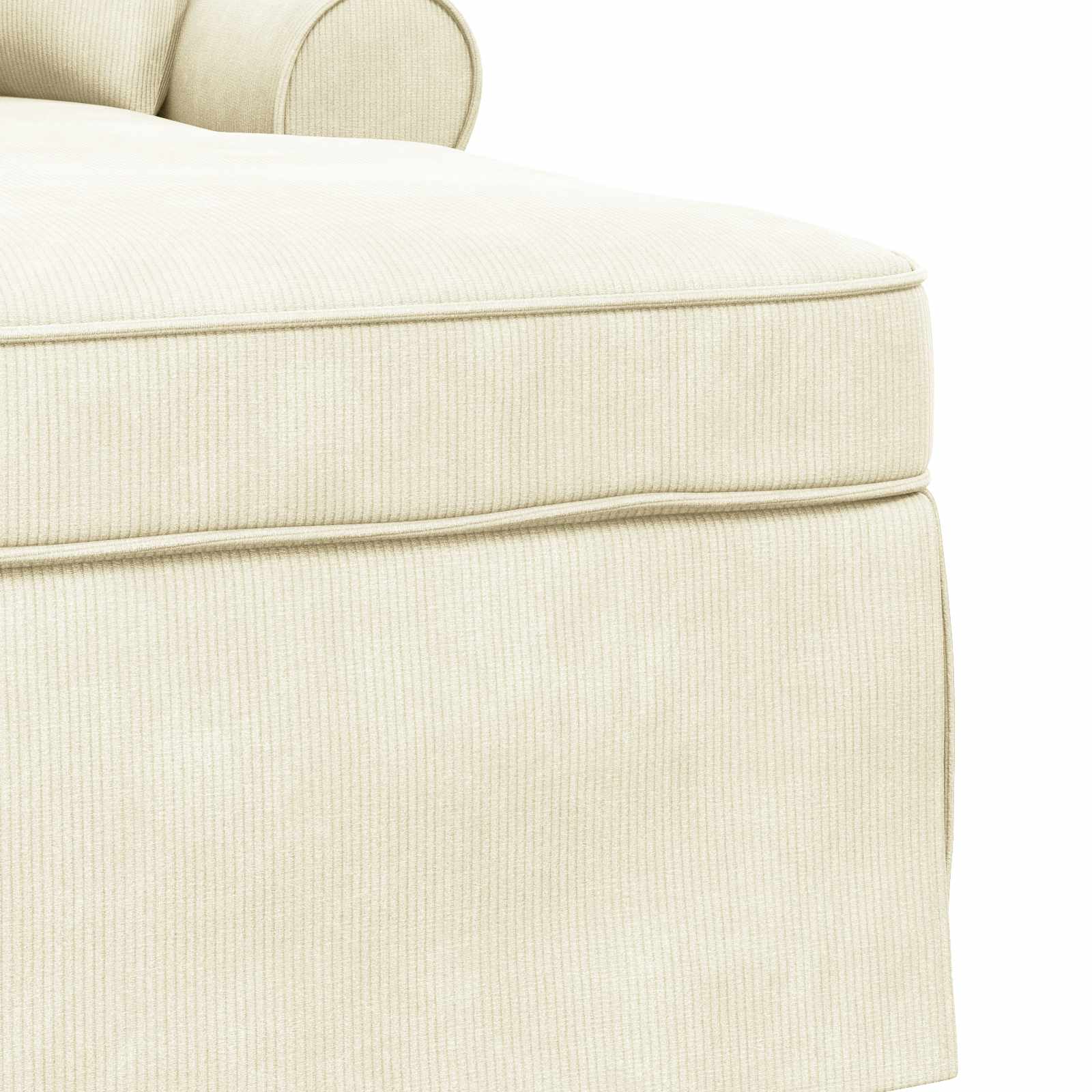 Chaise lounge avec jupe 3 pcs Crème Tissu en velours côtelé - XIOS