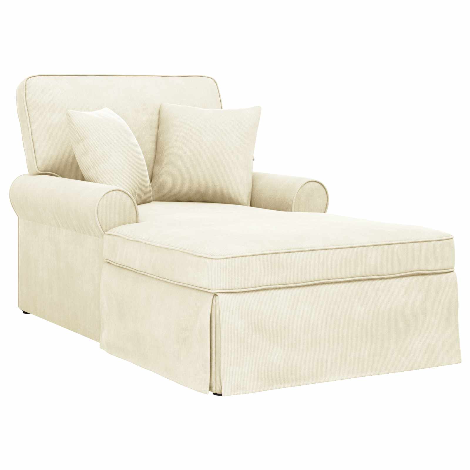 Chaise lounge avec jupe 3 pcs Crème Tissu en velours côtelé - XIOS