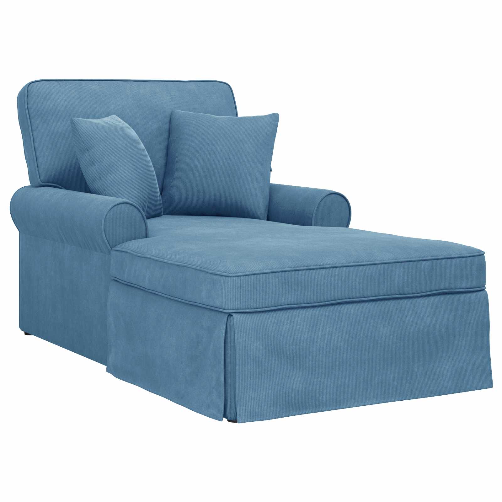 Chaise lounge avec jupe 3 pcs Bleu Tissu en velours côtelé - XIOS