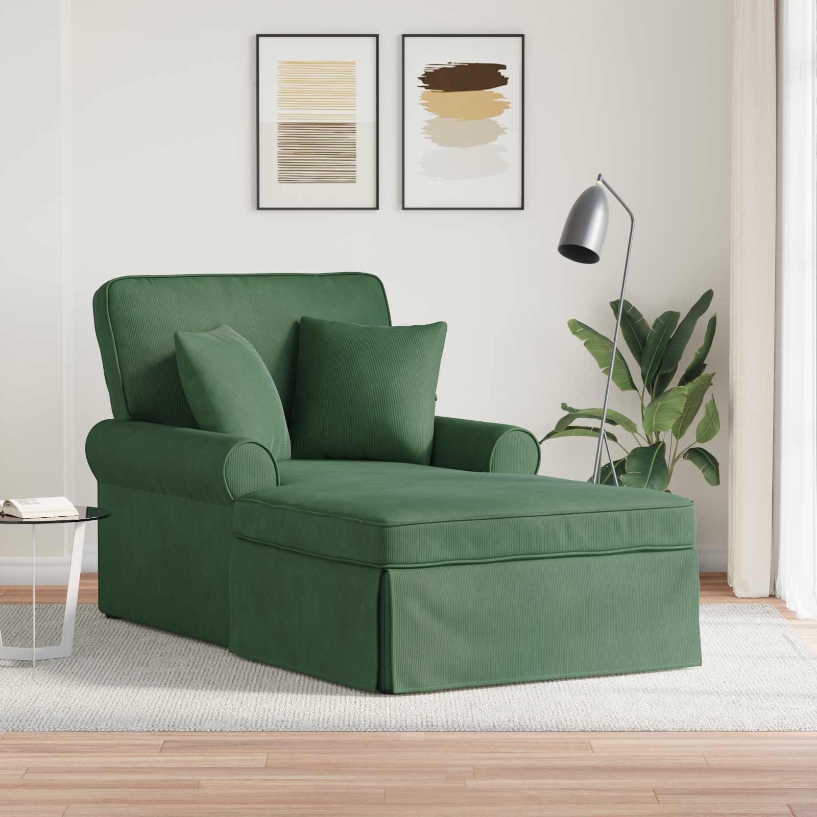 Chaise lounge avec jupe avec coussin 3 pcs Vert Jungle - XIOS