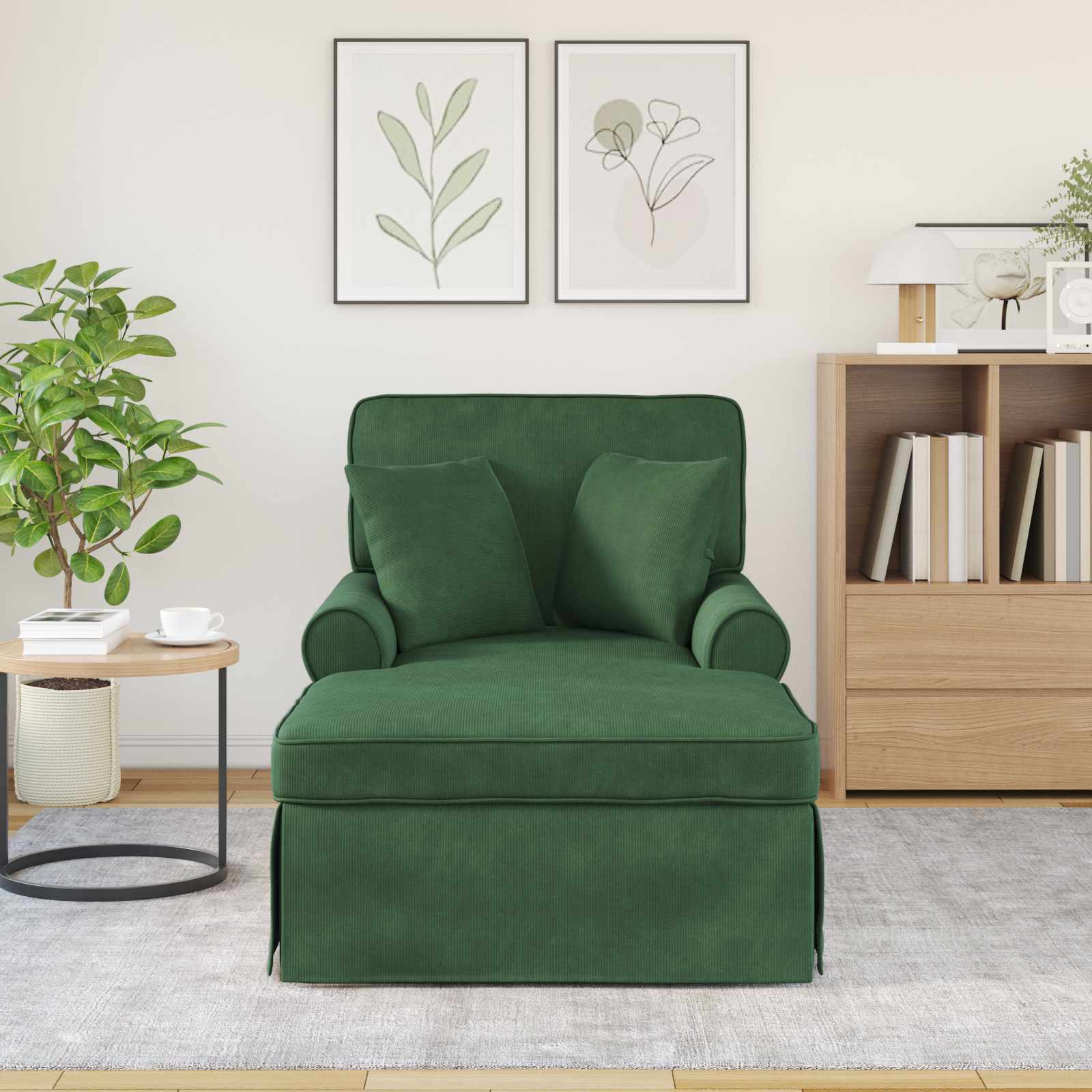 Chaise lounge avec jupe avec coussin 3 pcs Vert Jungle - XIOS