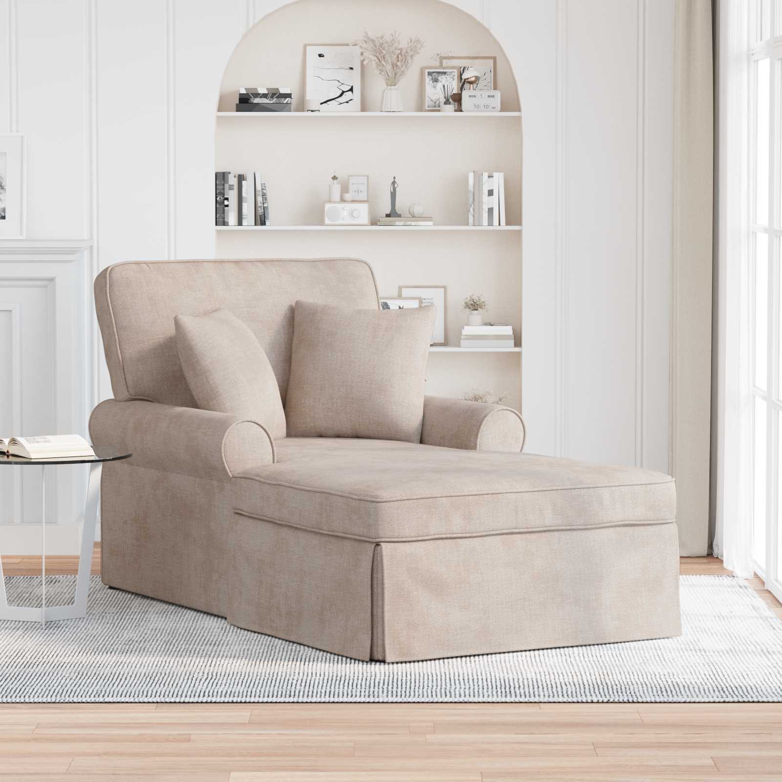 Chaise lounge avec jupe Beige 157 x 91 x 91 cm ARES - XIOS