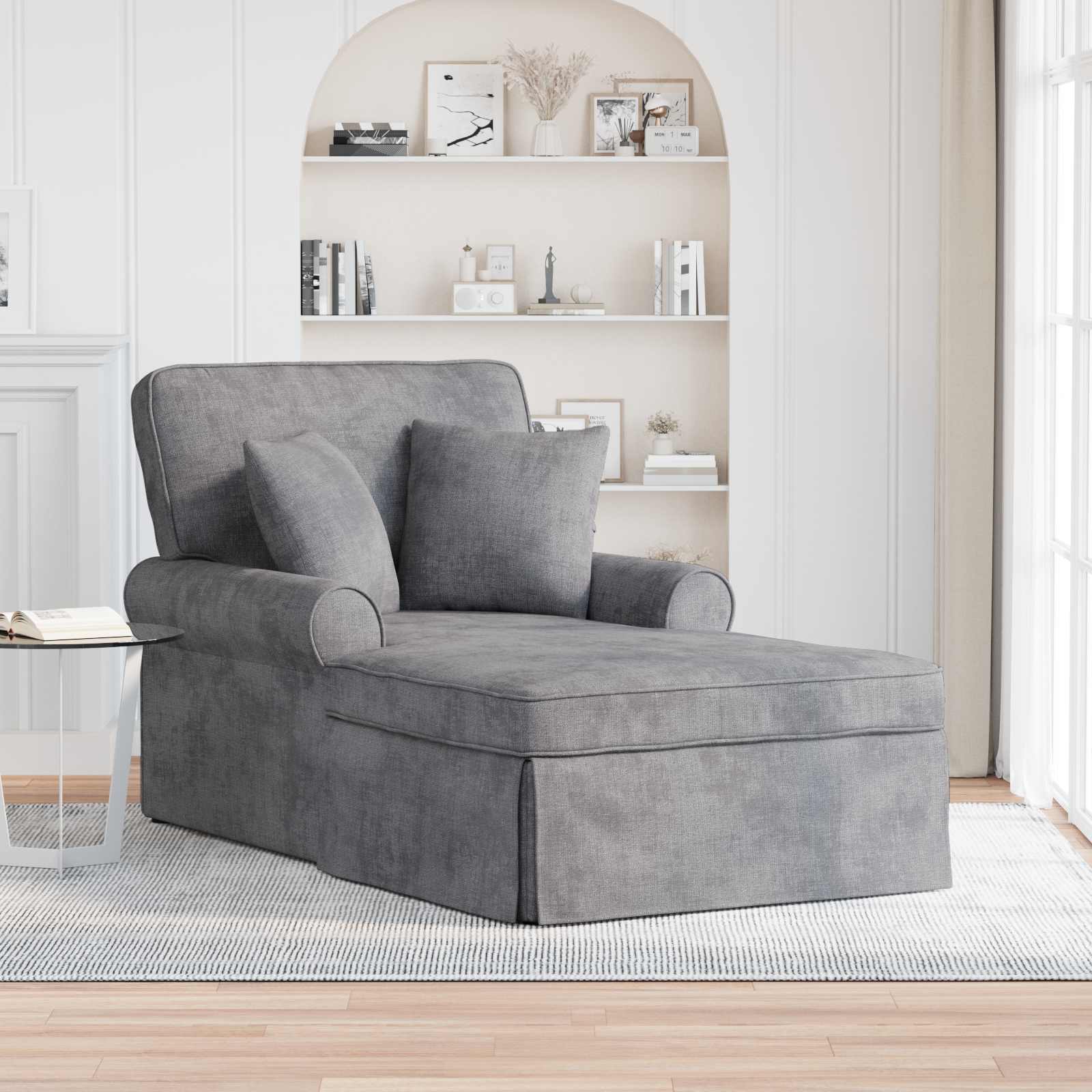 Chaise lounge avec jupe Gris clair 157 x 91 x 91 cm ARES - XIOS