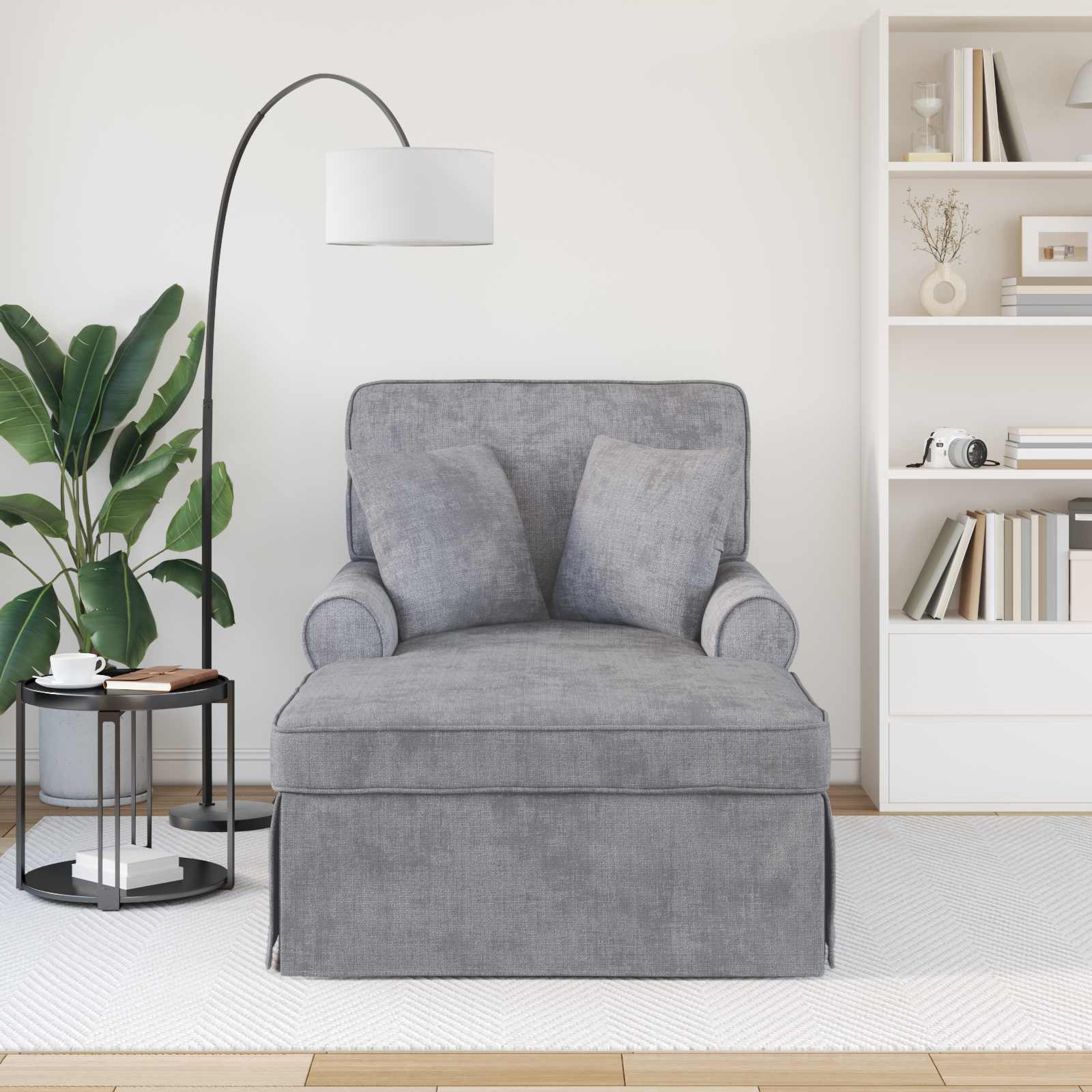 Chaise lounge avec jupe Gris clair 157 x 91 x 91 cm ARES - XIOS