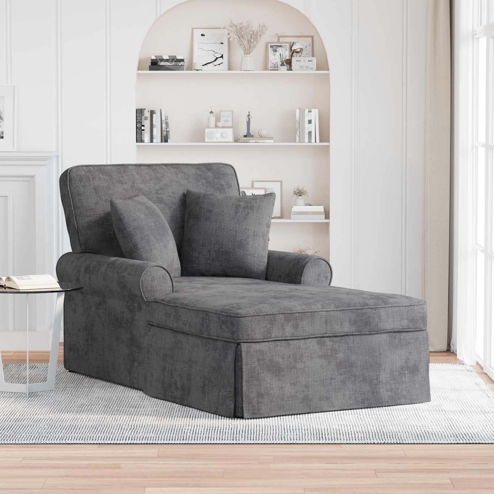 Chaise lounge avec jupe Gris foncé 157 x 91 x 91 cm ARES - XIOS