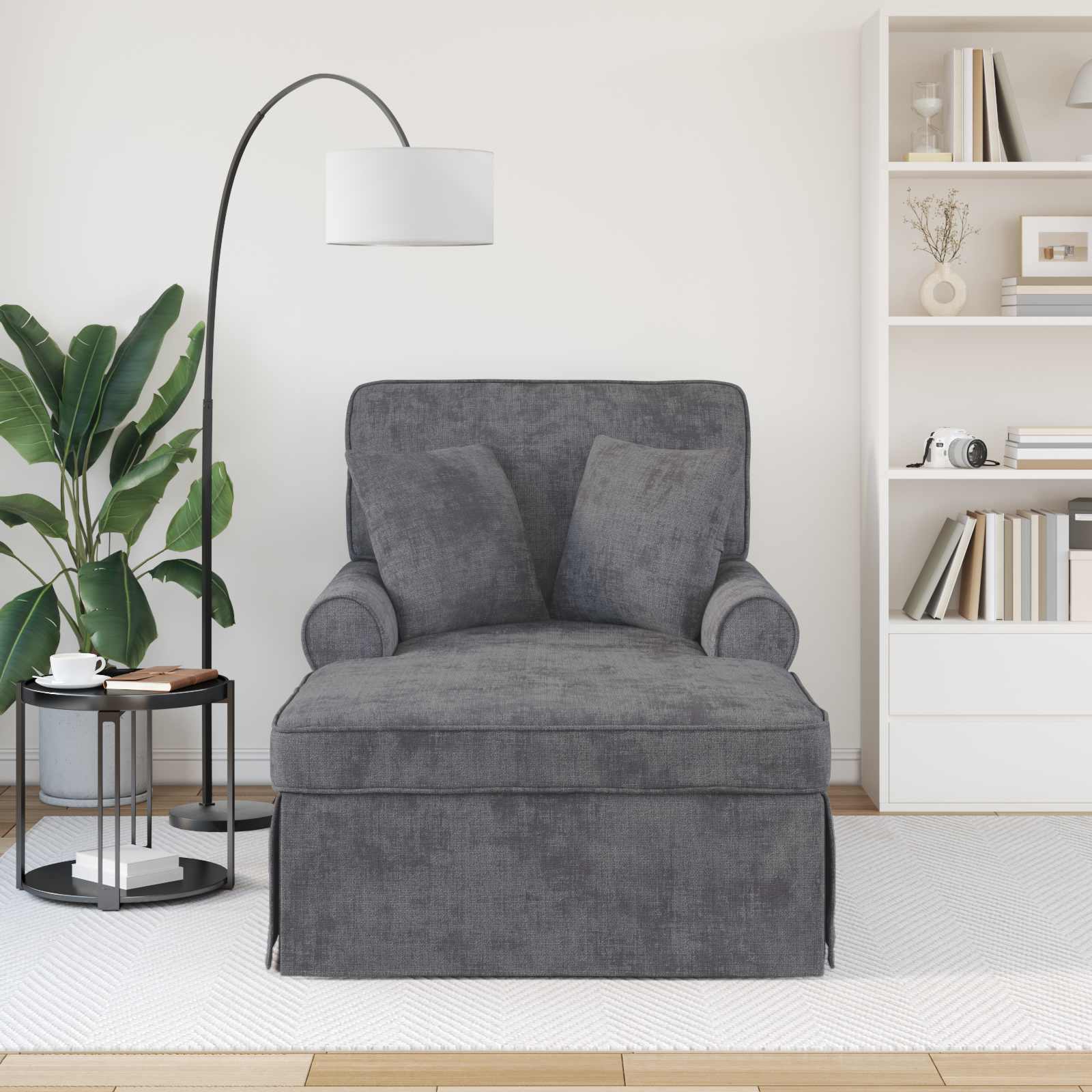 Chaise lounge avec jupe Gris foncé 157 x 91 x 91 cm ARES - XIOS