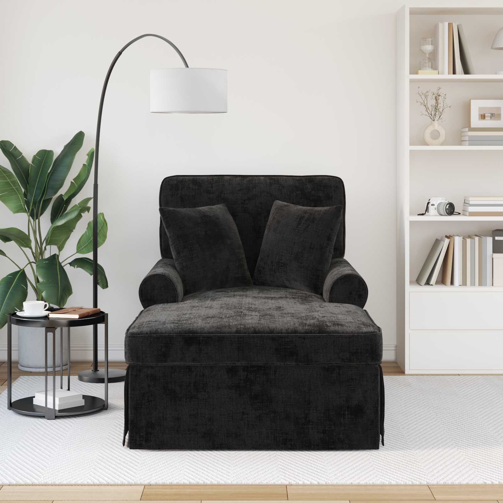 Chaise lounge avec jupe avec coussin Noir 157 x 91 x 91 cm ARES - XIOS
