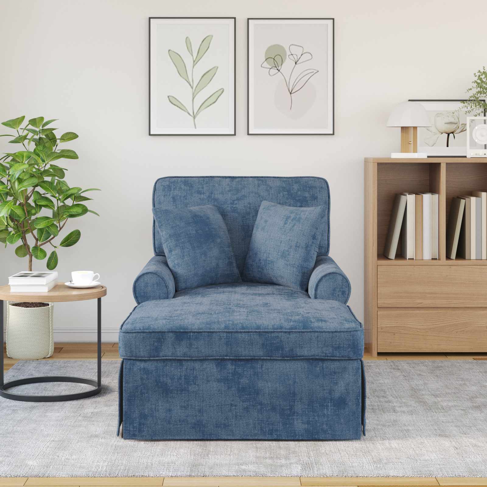 Chaise lounge avec jupe avec coussin Bleu 157 x 91 x 91 cm ARES - XIOS