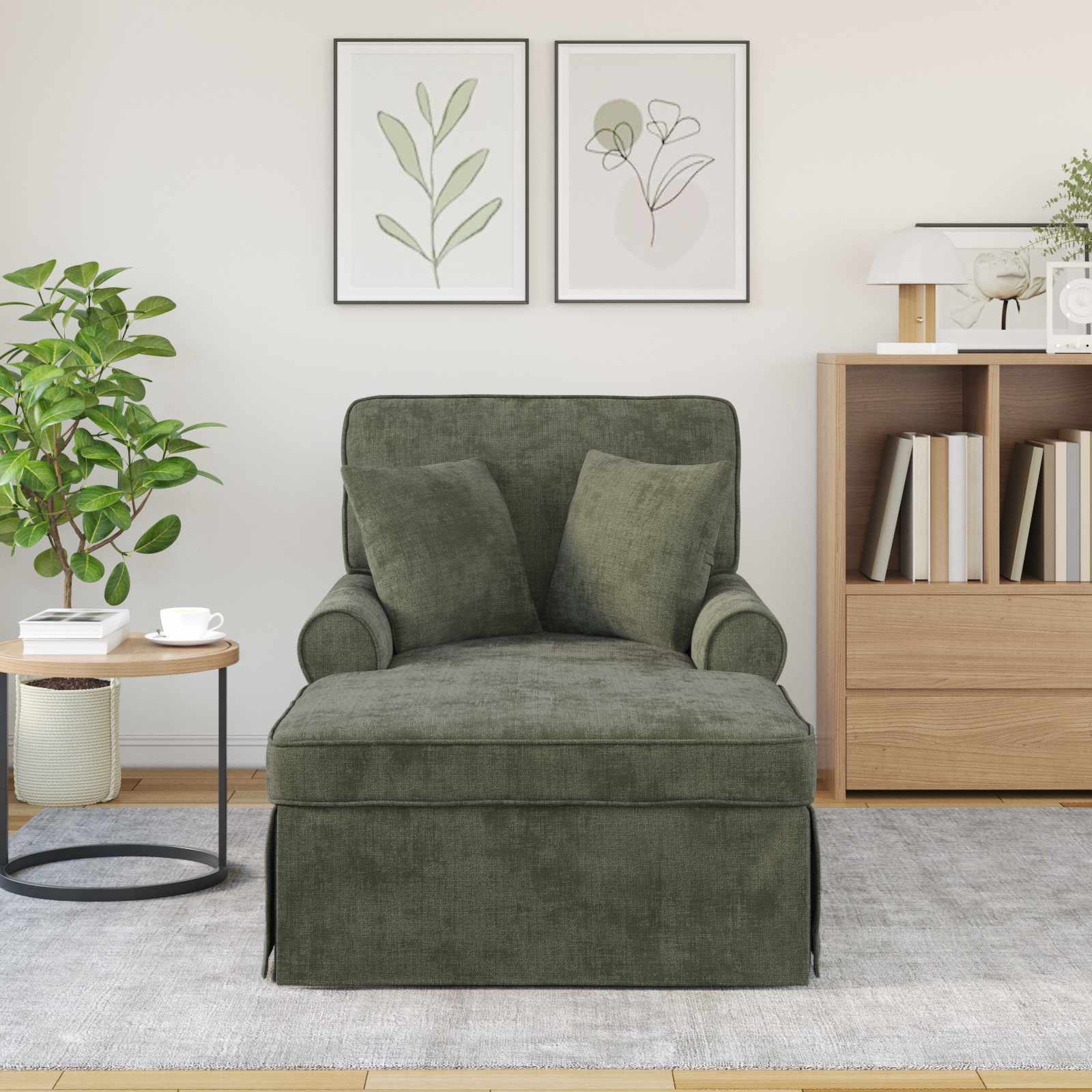 Chaise lounge avec jupe avec coussin Vert 157 x 91 x 91 cm ARES - XIOS