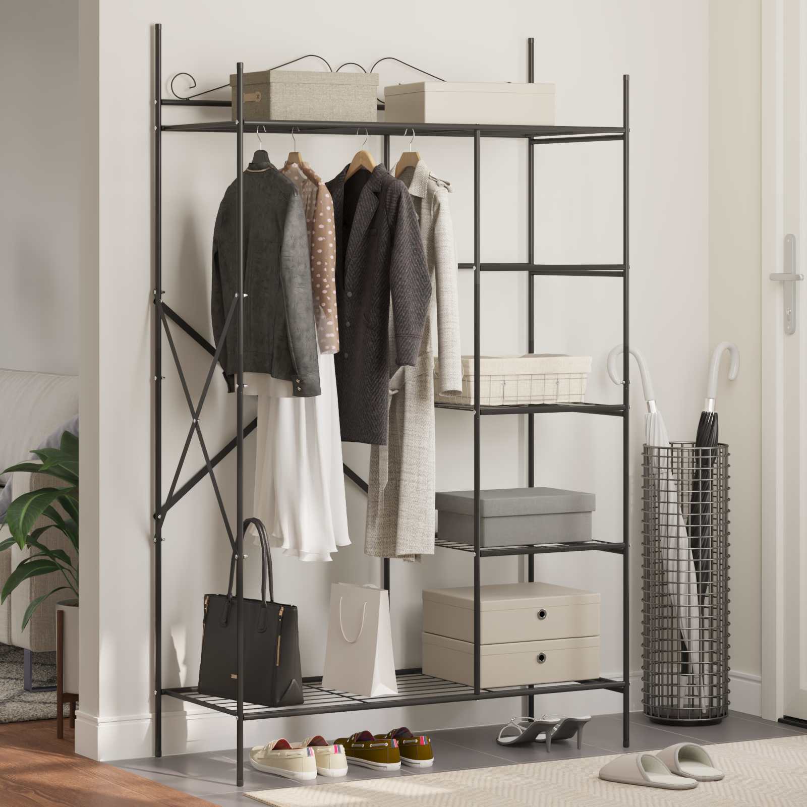 Armoire Ouverte avec étagère Noir 104,5 x 45 x 172 cm Acier - XIOS