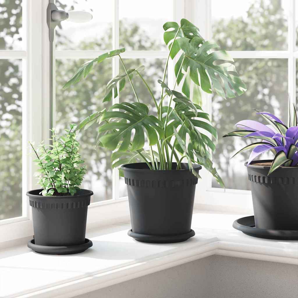 Pots de plantes 6 pcs Noir Ø 19 x 16 cm Plastique - XIOS