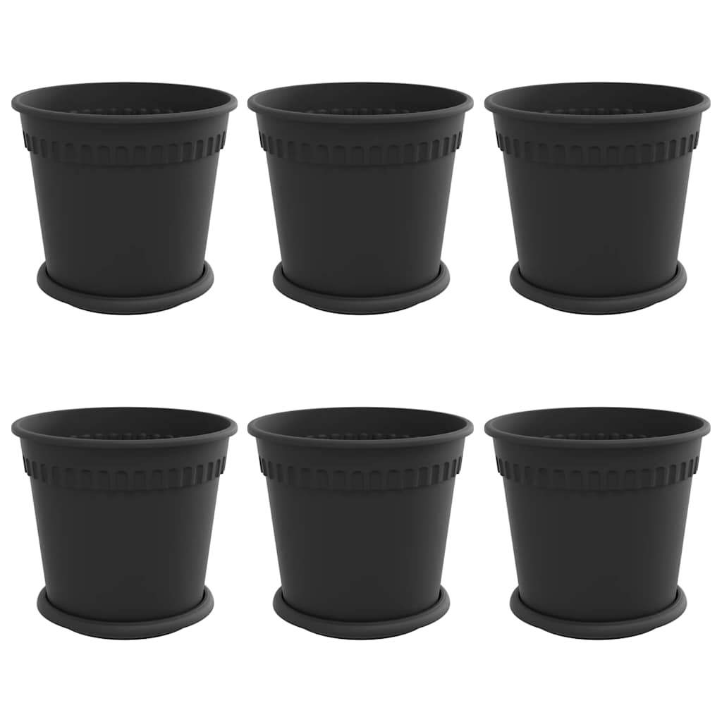 Pots de plantes 6 pcs Noir Ø 19 x 16 cm Plastique - XIOS