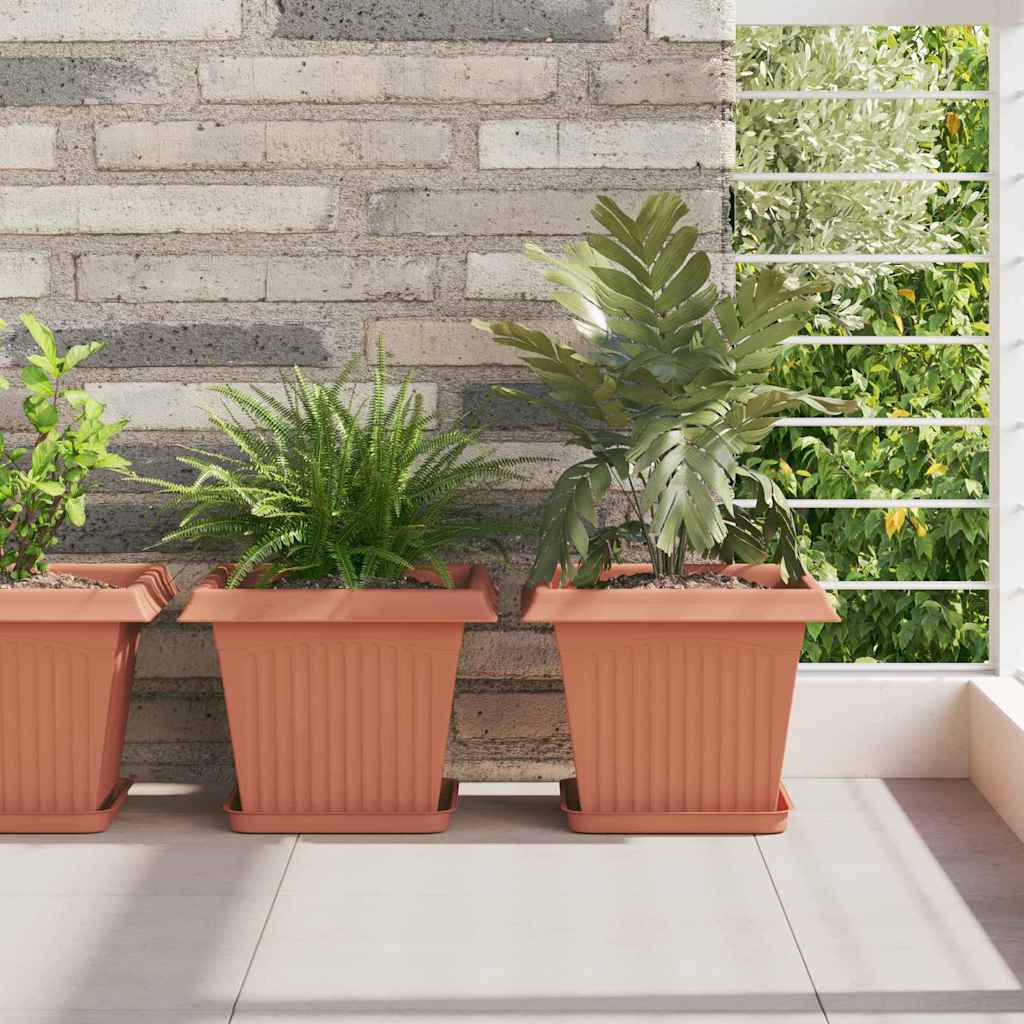 Pots de plantes 6 pcs Rouge brique 28,5 x 28,5 x 22 cm - XIOS