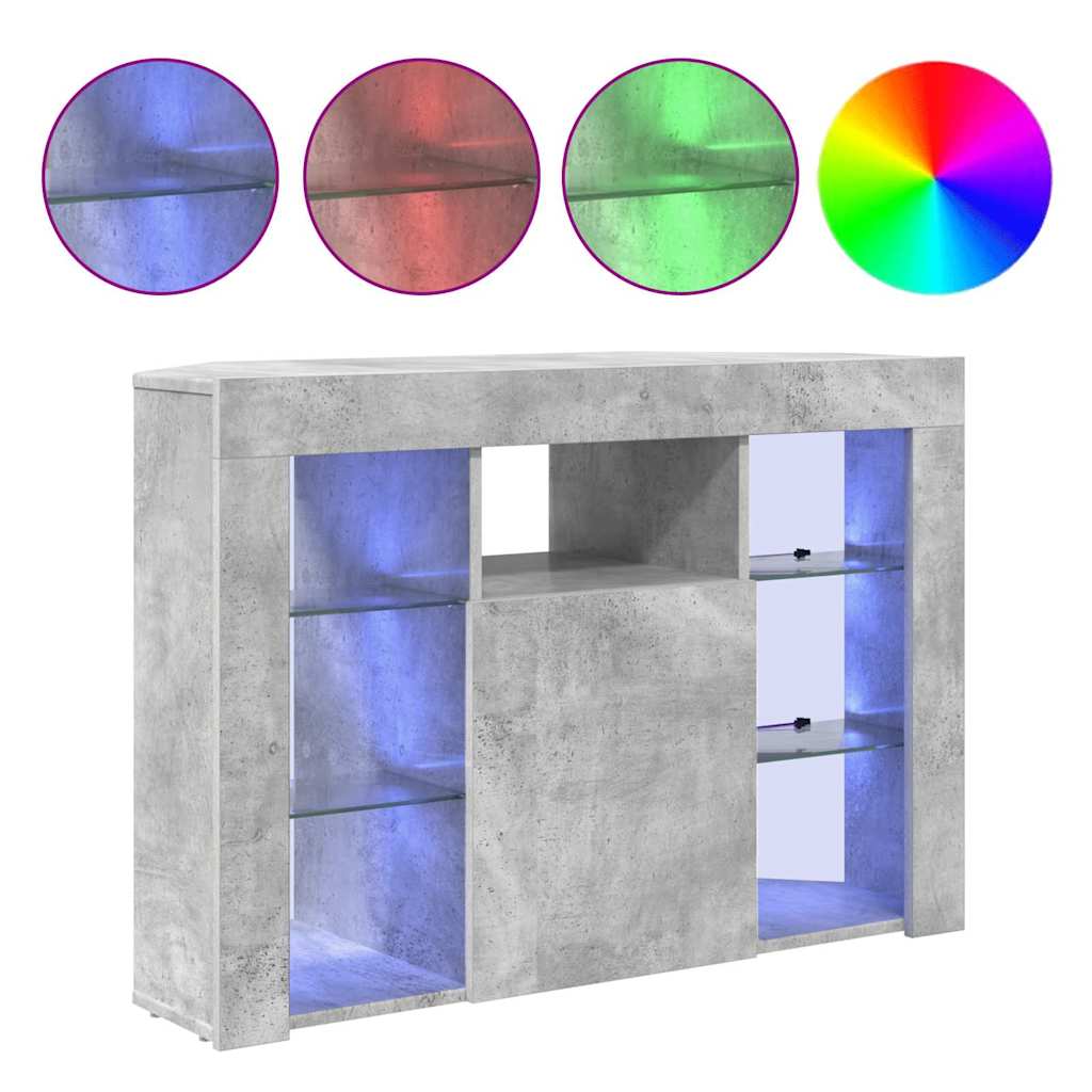 Meuble TV LED d'Angle Montage mural Gris béton 105 x 40 x 68 cm - XIOS