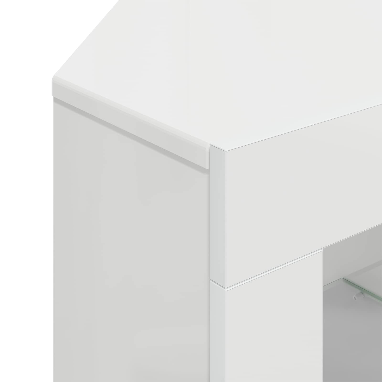 Meuble TV LED d'Angle Montage mural Blanc brillant 100x40x68cm