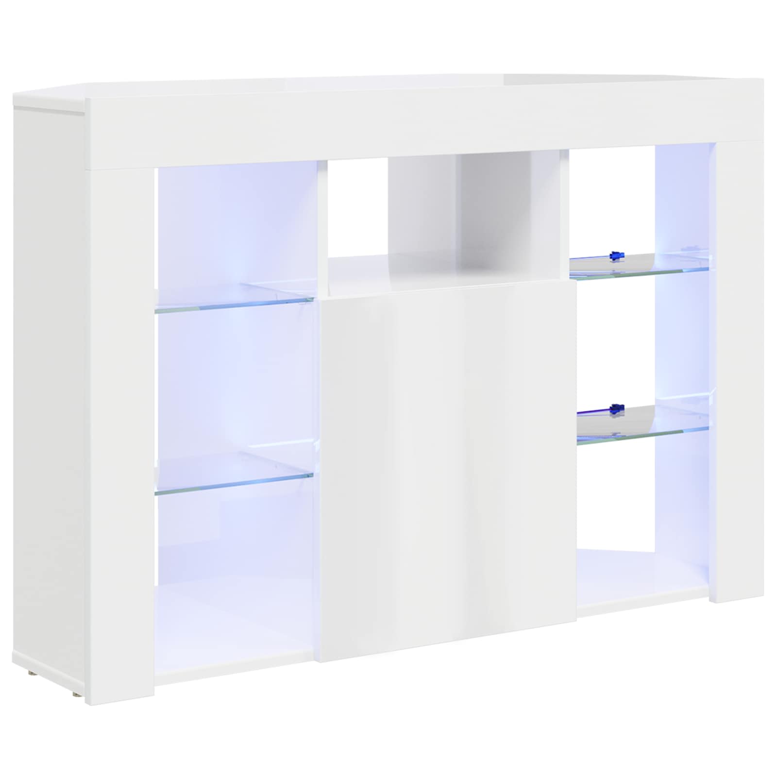 Meuble TV LED d'Angle Montage mural Blanc brillant 100x40x68cm
