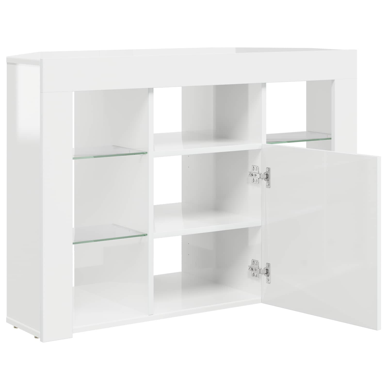 Meuble TV LED d'Angle Montage mural Blanc brillant 100x40x68cm