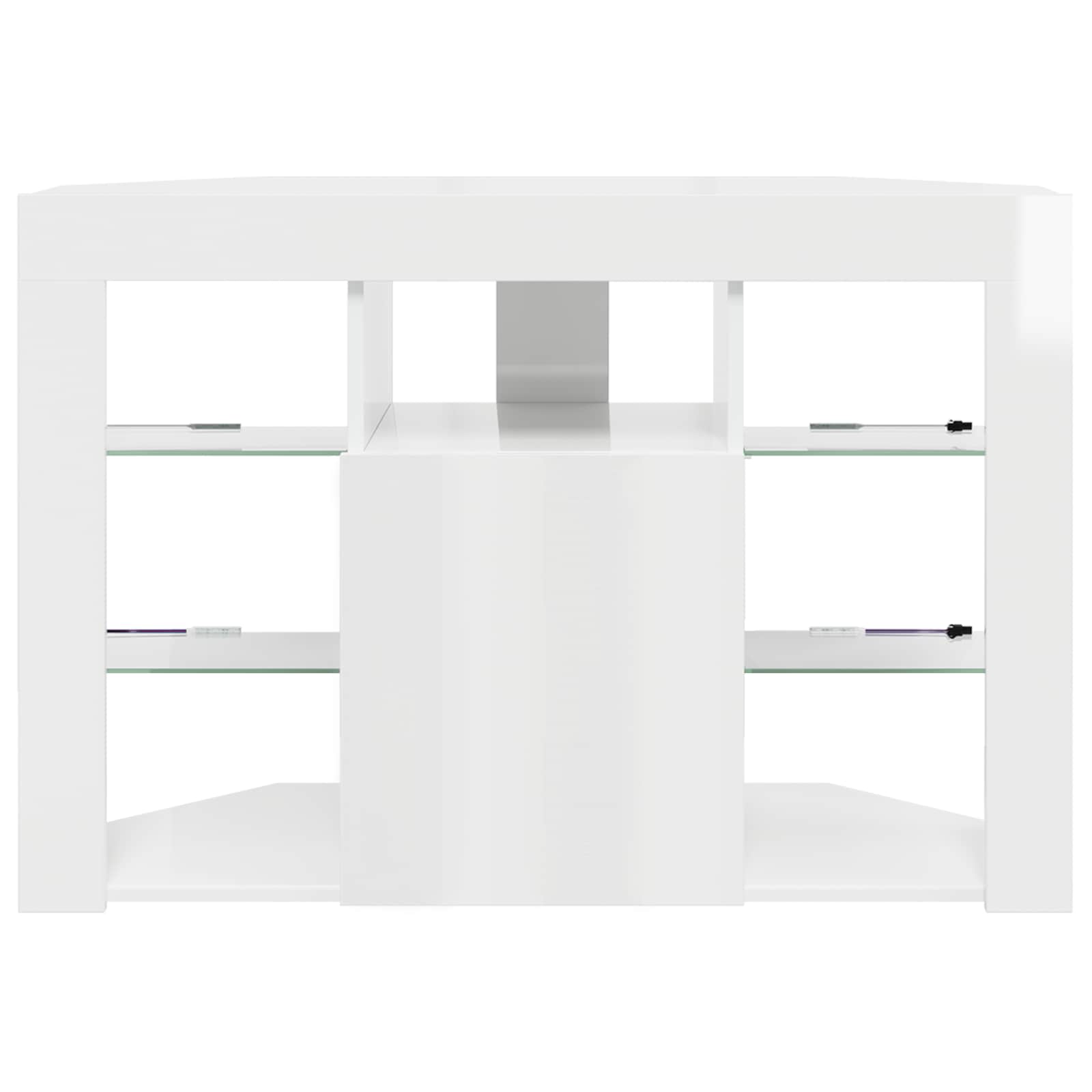 Meuble TV LED d'Angle Montage mural Blanc brillant 100x40x68cm