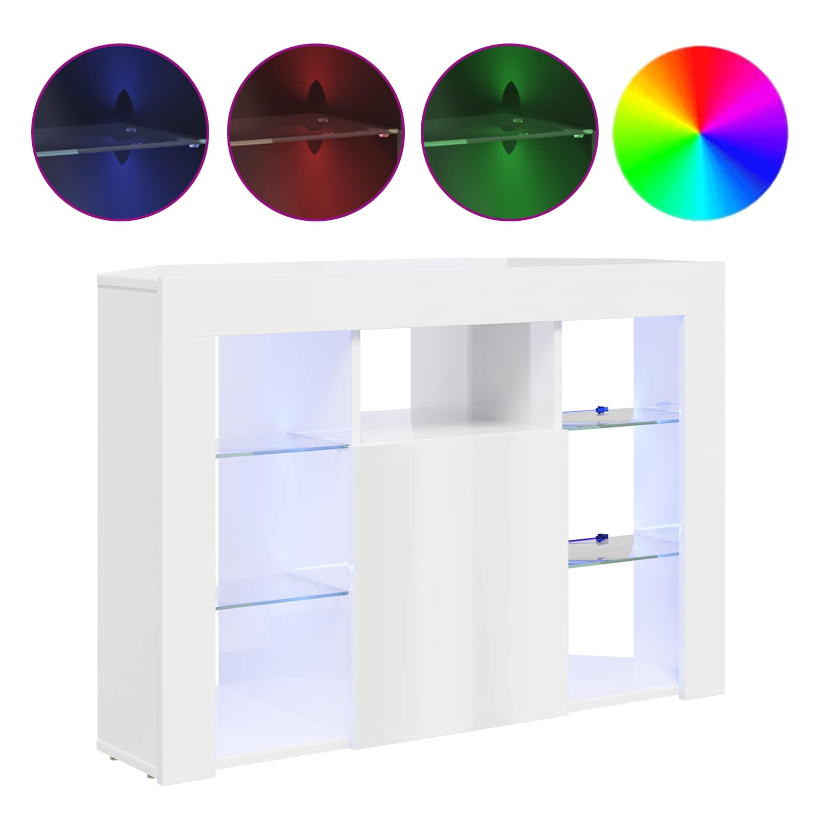 Meuble TV LED d'Angle Montage mural Blanc brillant 100x40x68cm