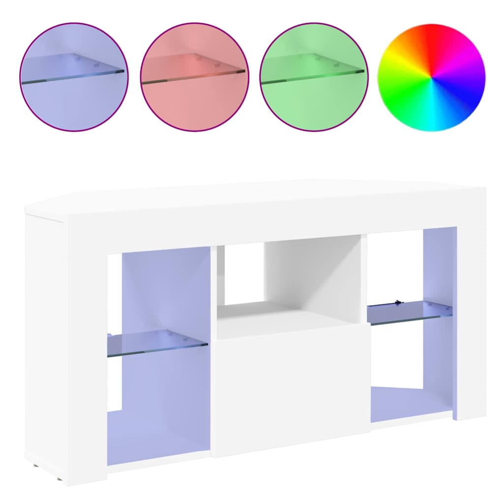 Meuble TV LED d'Angle Blanc 100 x 40 x 50 cm Bois d'ingénierie - XIOS