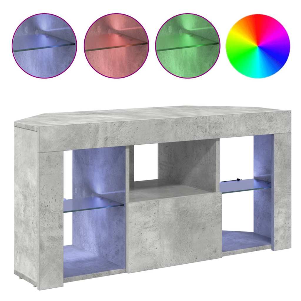 Meuble TV LED d'Angle Montage mural Gris béton 105 x 40 x 68 cm - XIOS