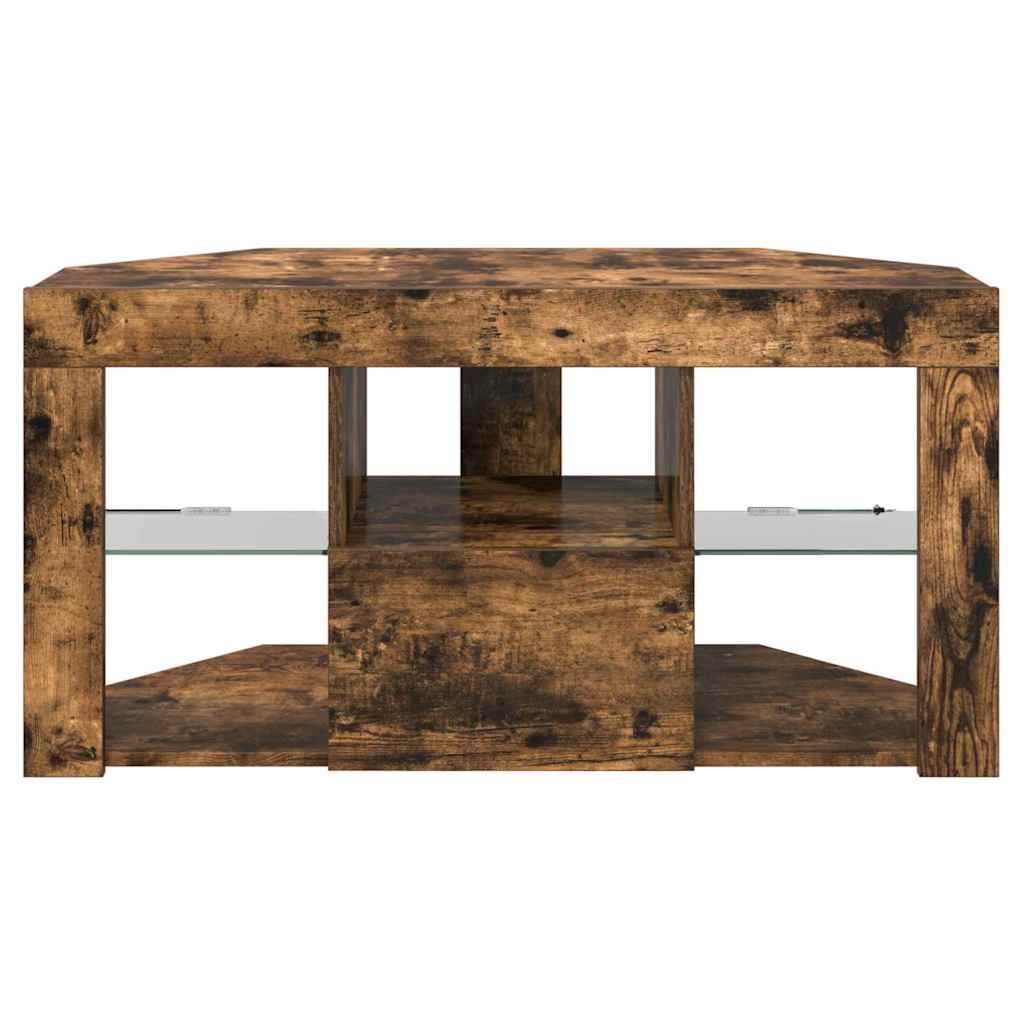 Meuble TV LED d'Angle Montage mural Chêne fumé 105 x 40 x 68 cm - XIOS