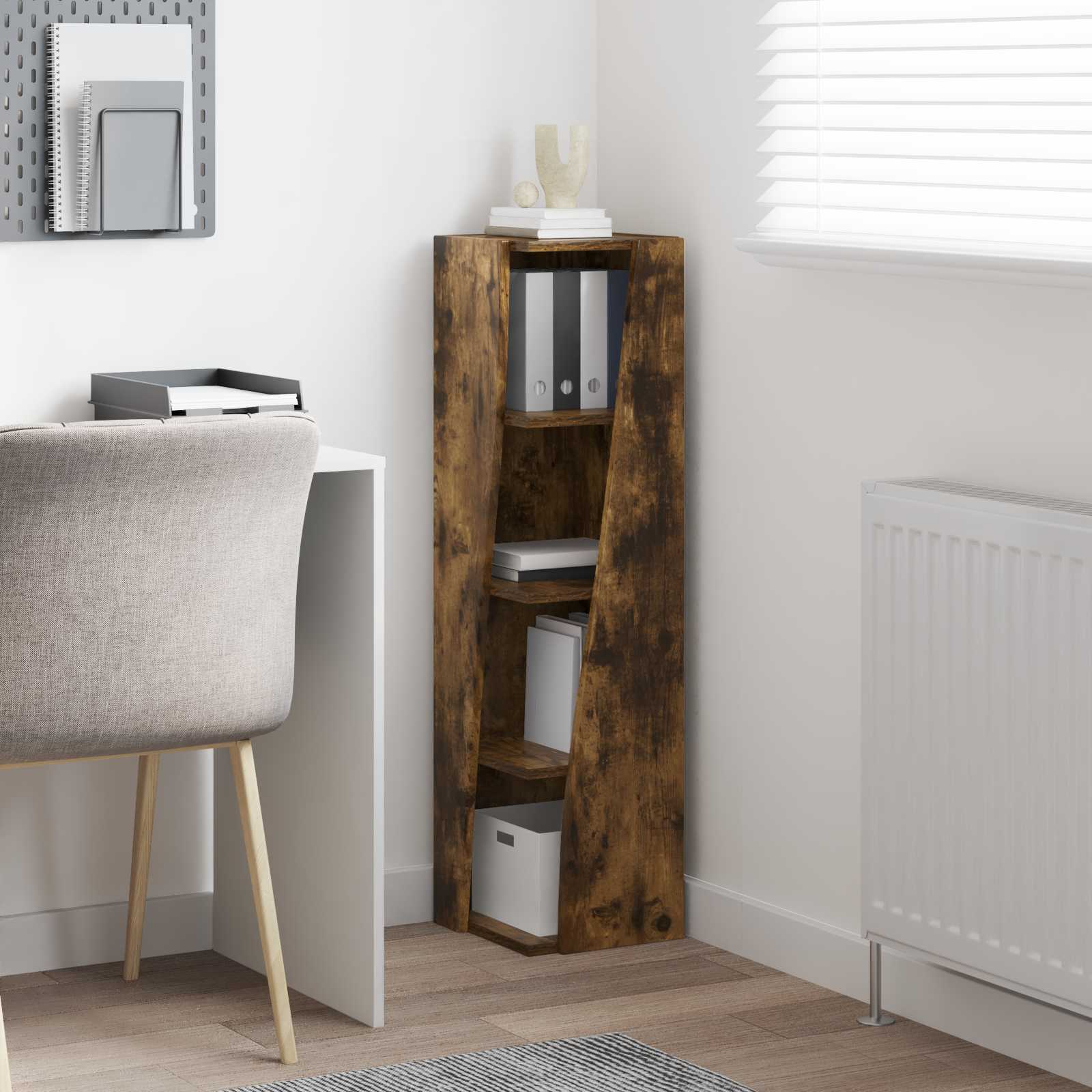 Meuble d'angle Chêne fumé 27,5x27x102cm Bois d'ingénierie