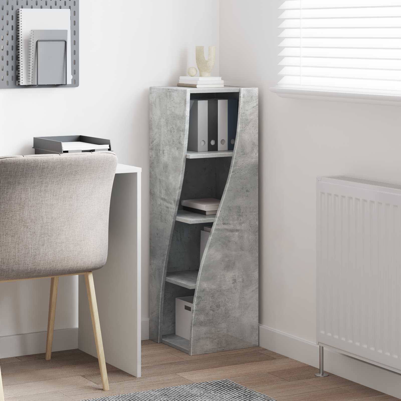 Meuble d'angle Gris béton 32x32x102cm Bois d'ingénierie