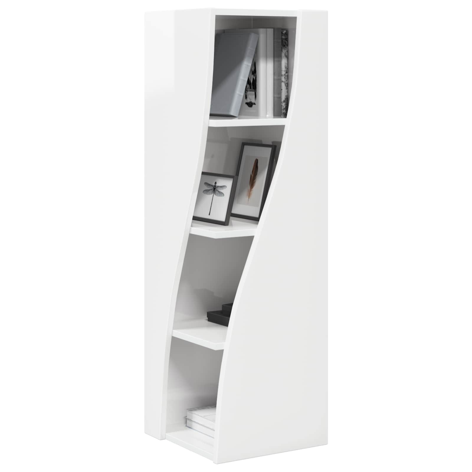 Meuble d'angle Blanc brillant 32x32x102cm Bois d'ingénierie