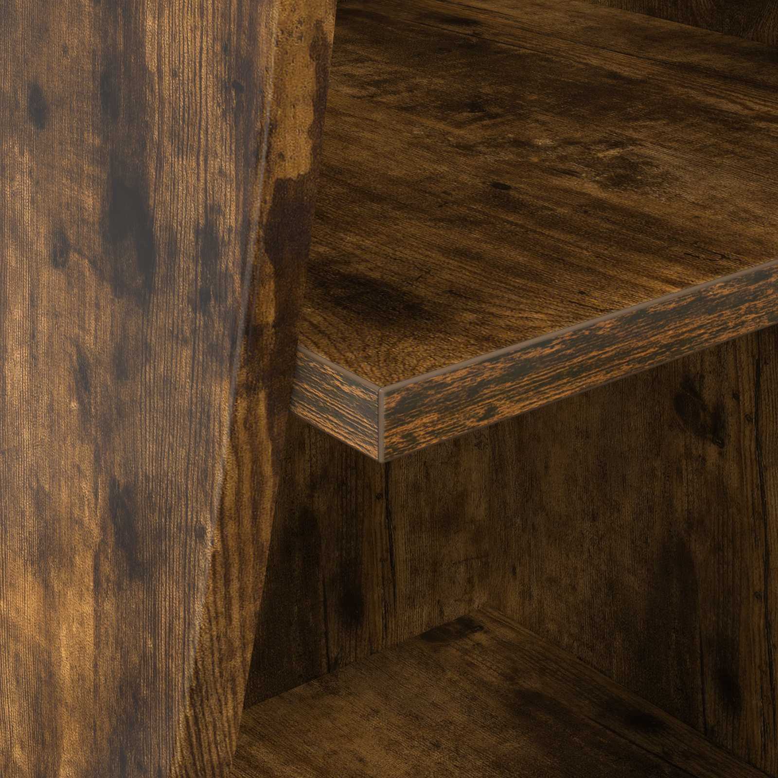 Meuble d'angle Chêne fumé 32x32x102cm Bois d'ingénierie