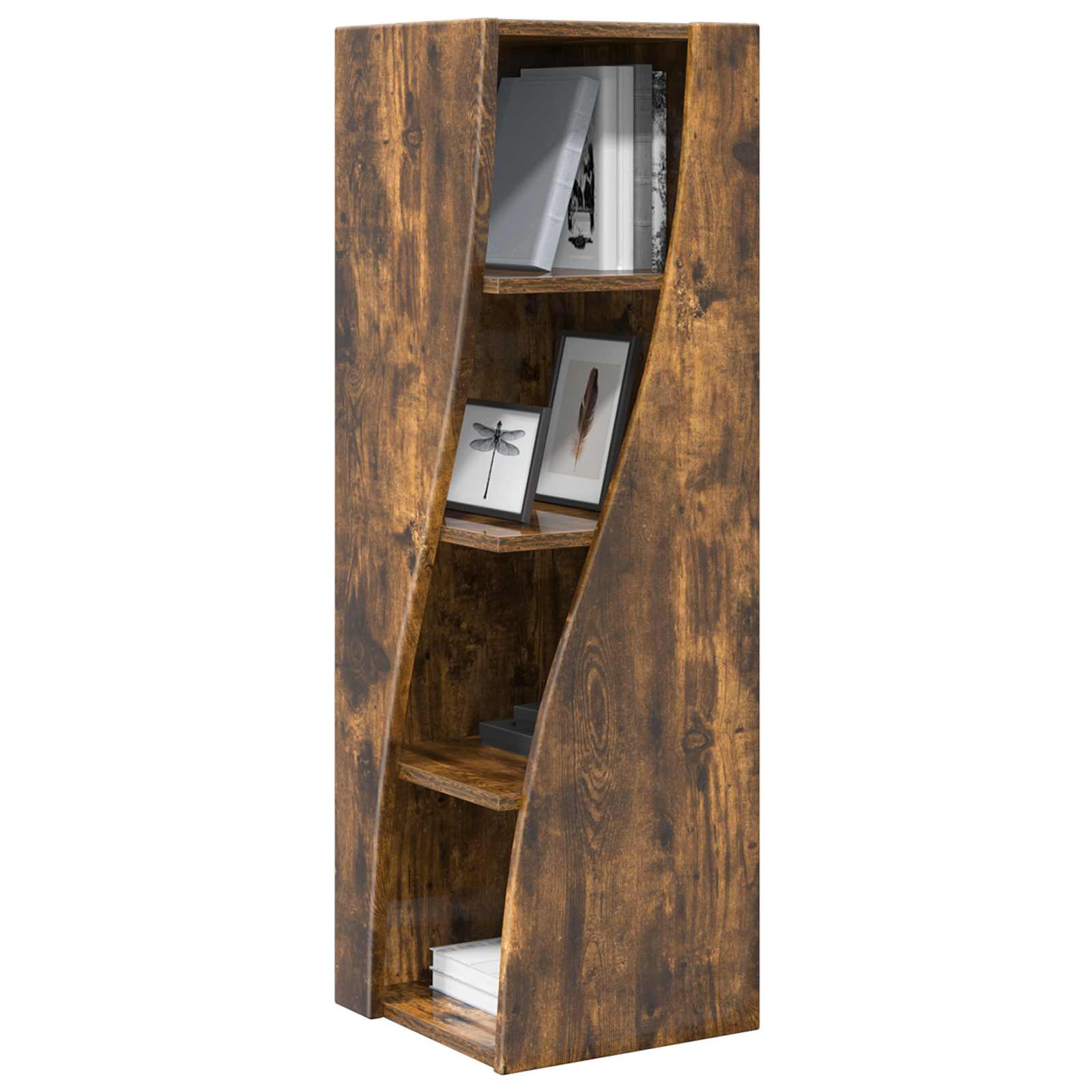 Meuble d'angle Chêne fumé 32x32x102cm Bois d'ingénierie
