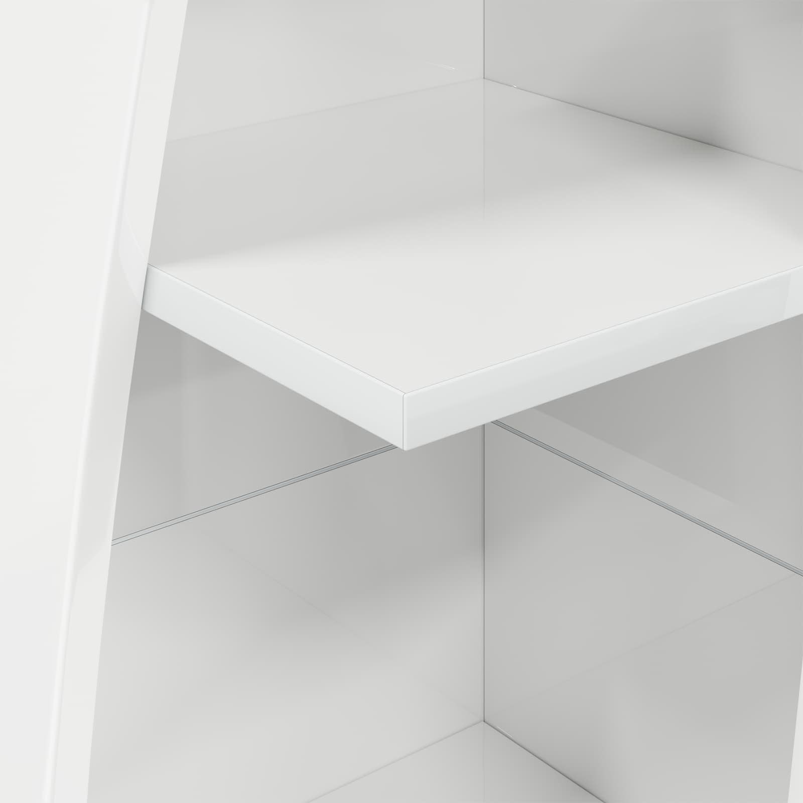 Meuble d'angle 27,5x27x140cm Bois d'ingénierie Blanc brillant