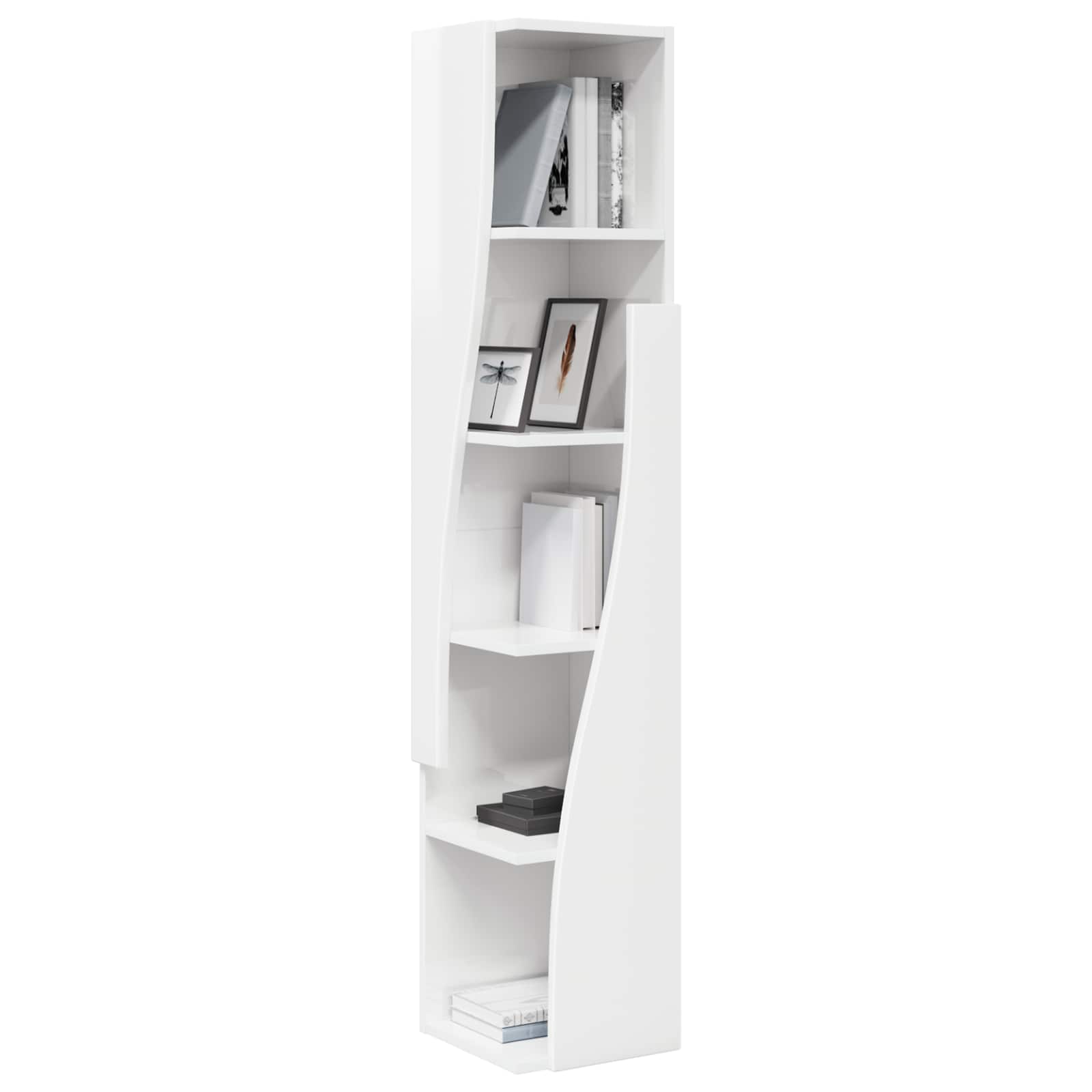 Meuble d'angle 27,5x27x140cm Bois d'ingénierie Blanc brillant