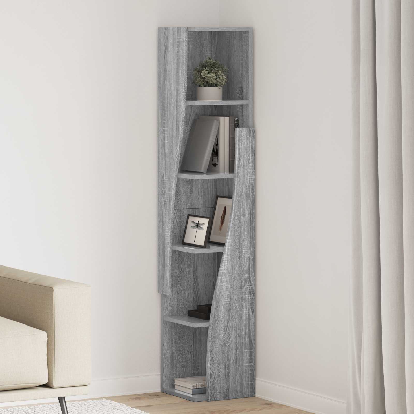 Meuble d'angle 27,5x27x140cm Bois d'ingénierie Gris Sonoma