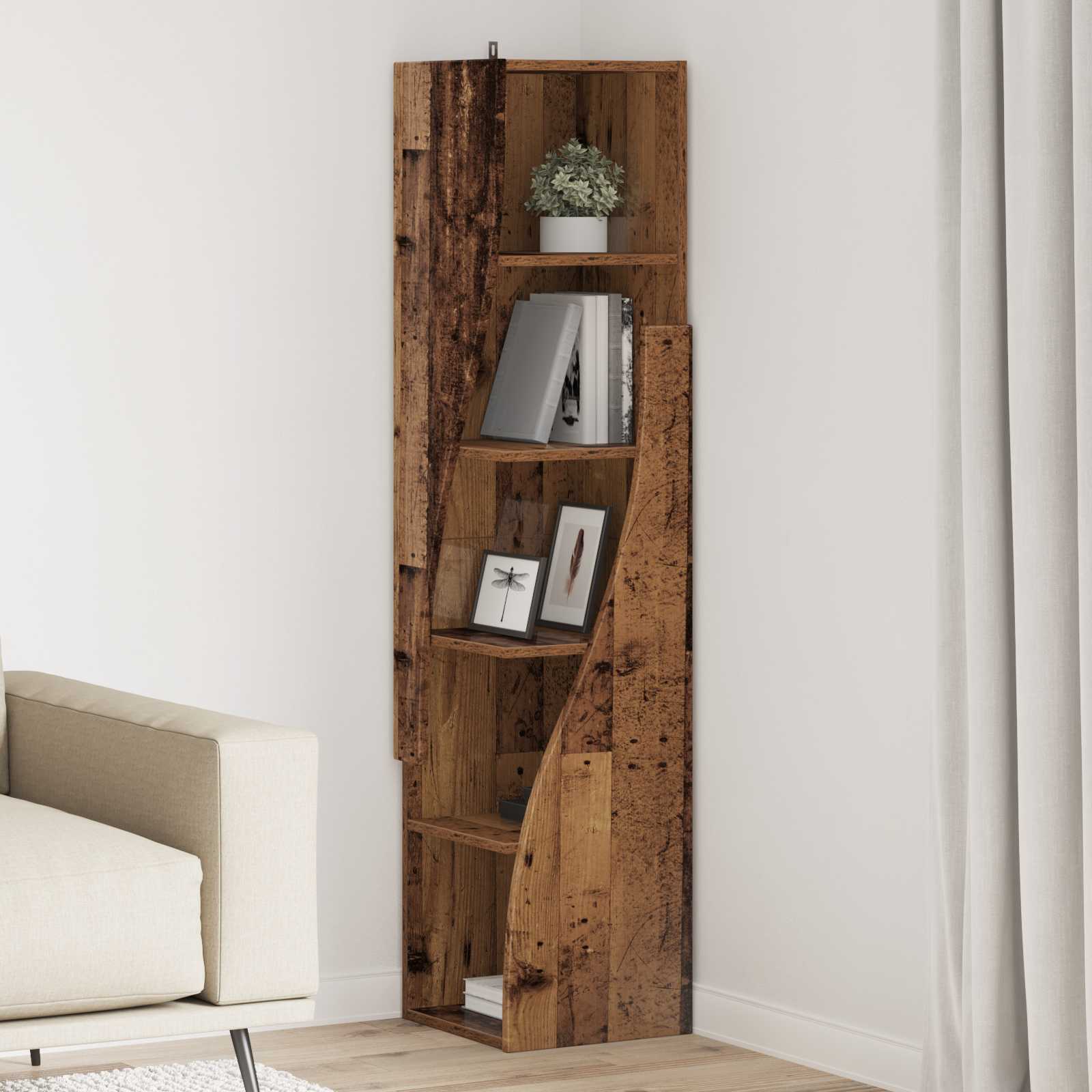 Meuble d'angle 32x32x140cm Bois d'ingénierie Bois ancien - XIOS