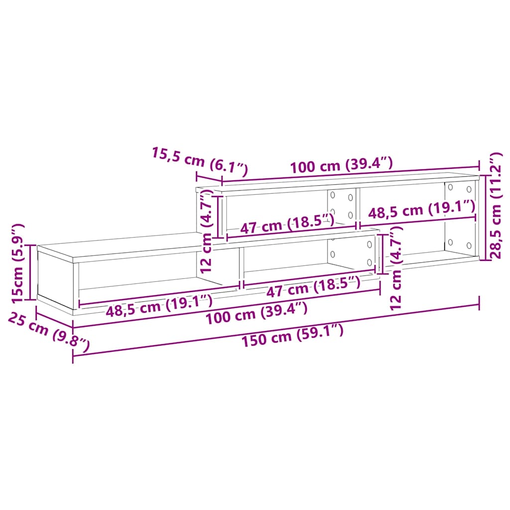 SupportmuralpourTV 150x25x28,5cm Bois d'ingénierie - XIOS
