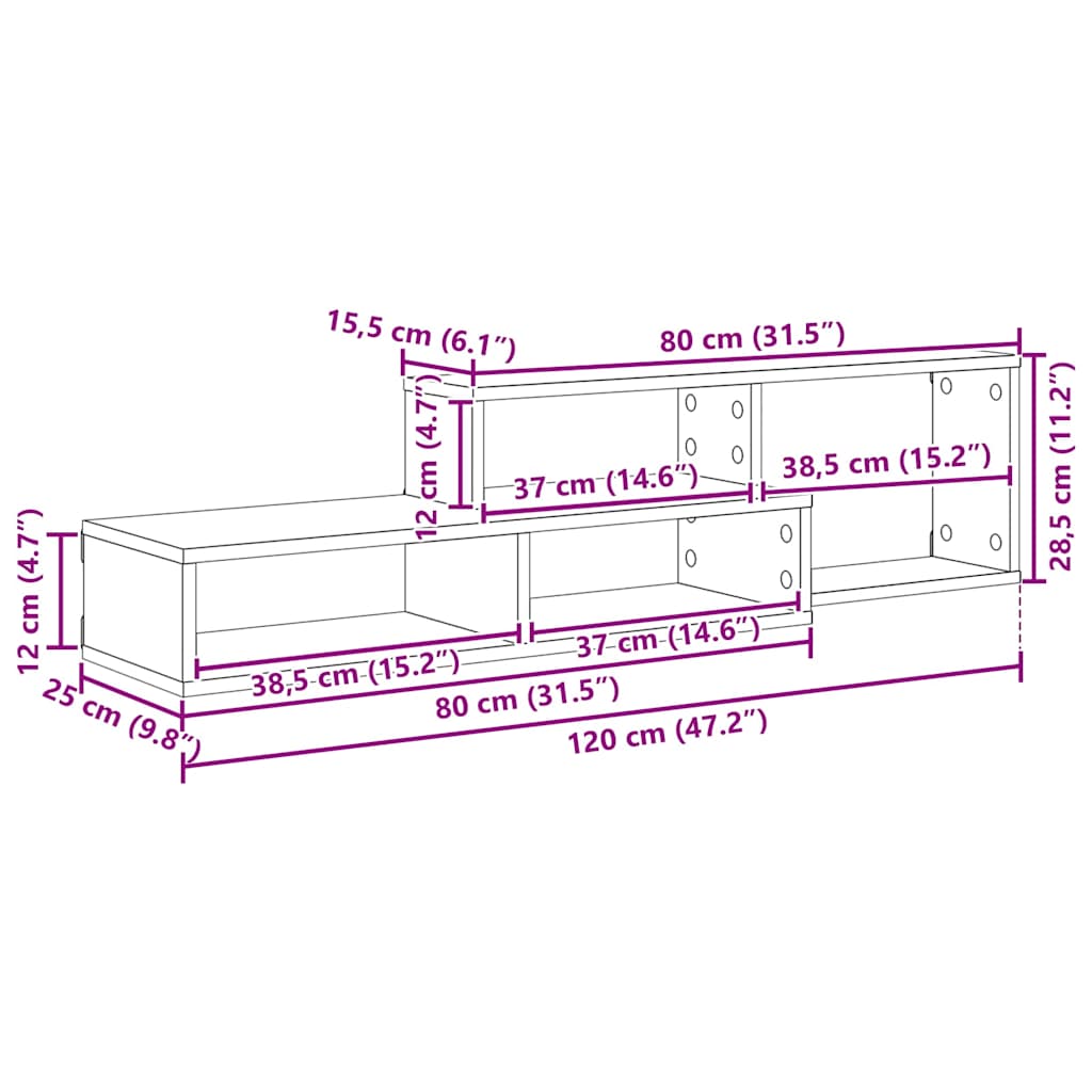 SupportmuralpourTV 120x25x28,5cm Bois d'ingénierie - XIOS