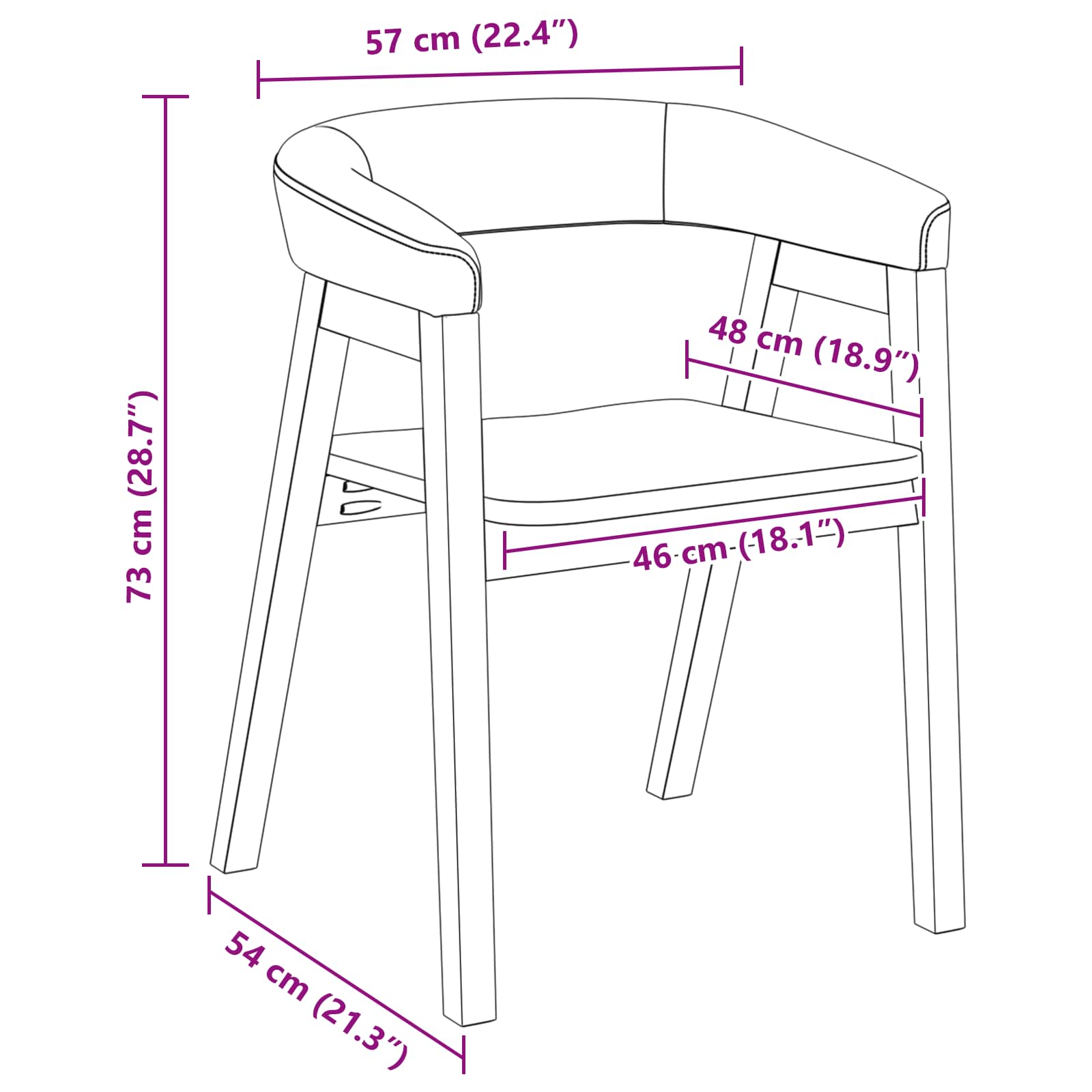 Chaises de salle à manger 2 pcs Blanc 54 x 57 x 73 cm - XIOS