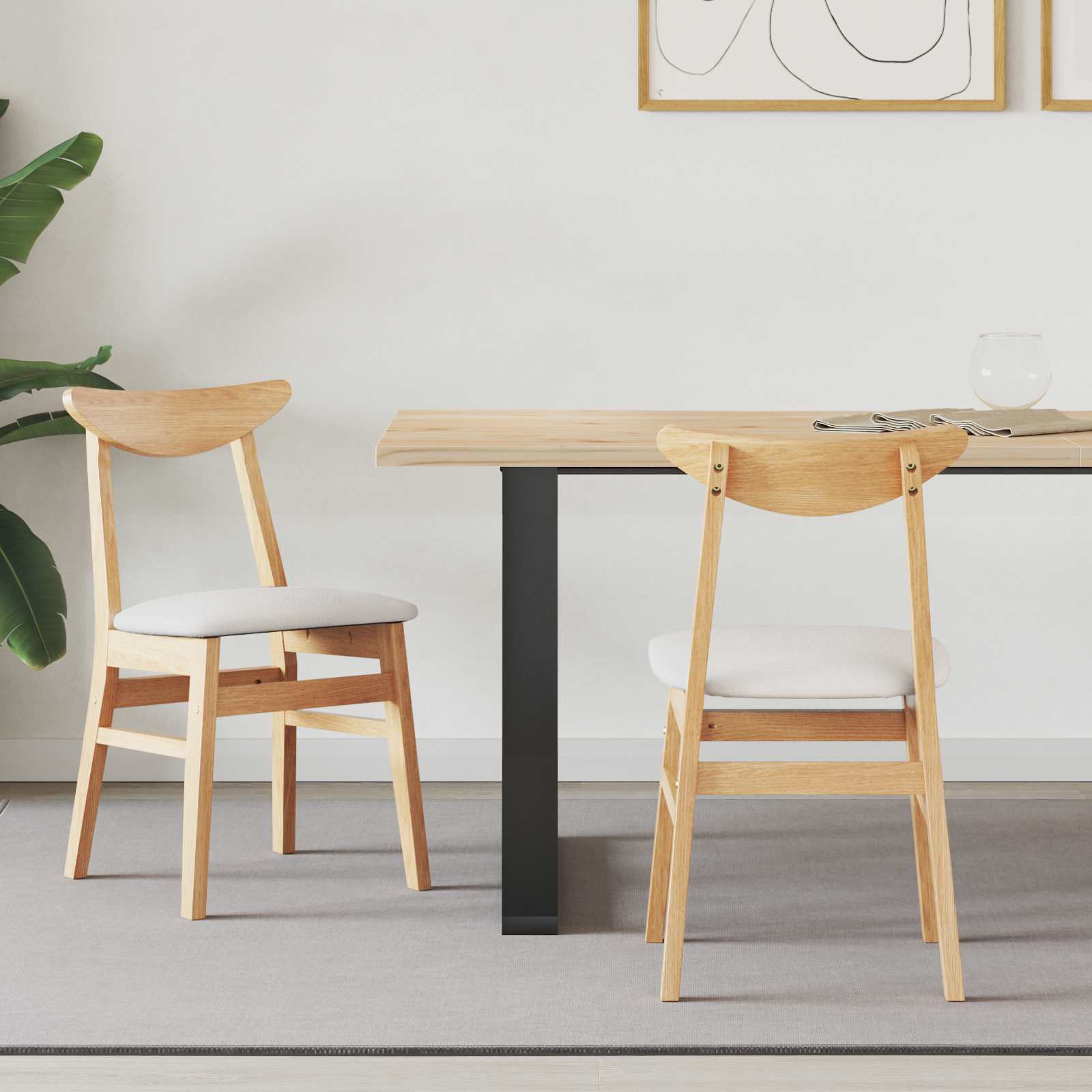Chaises de salle à manger 2 pcs Naturel 42 x 47.5 x 81 cm - XIOS