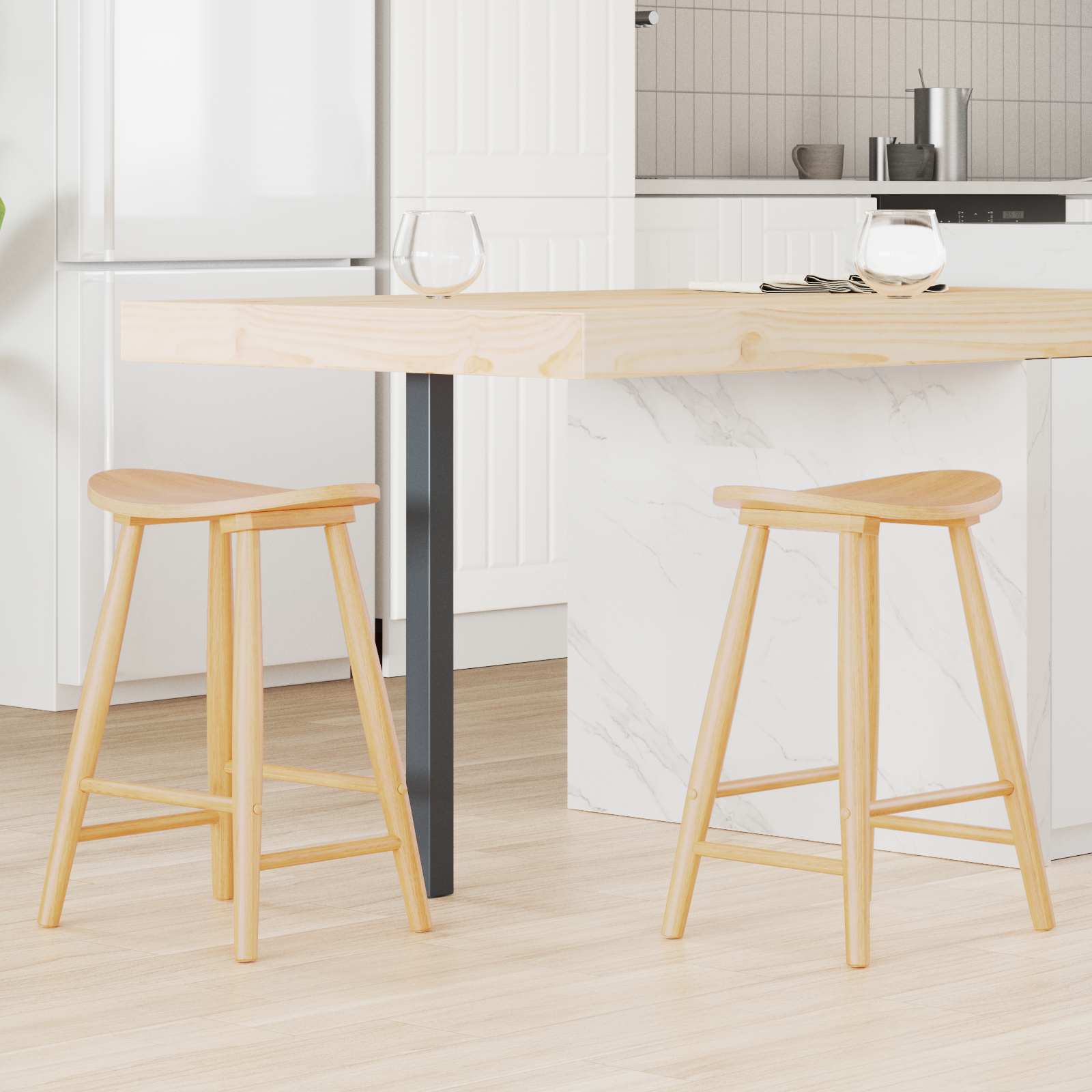 Chaises de salle à manger 2 pcs Naturel 46 x 37 x 63 cm - XIOS