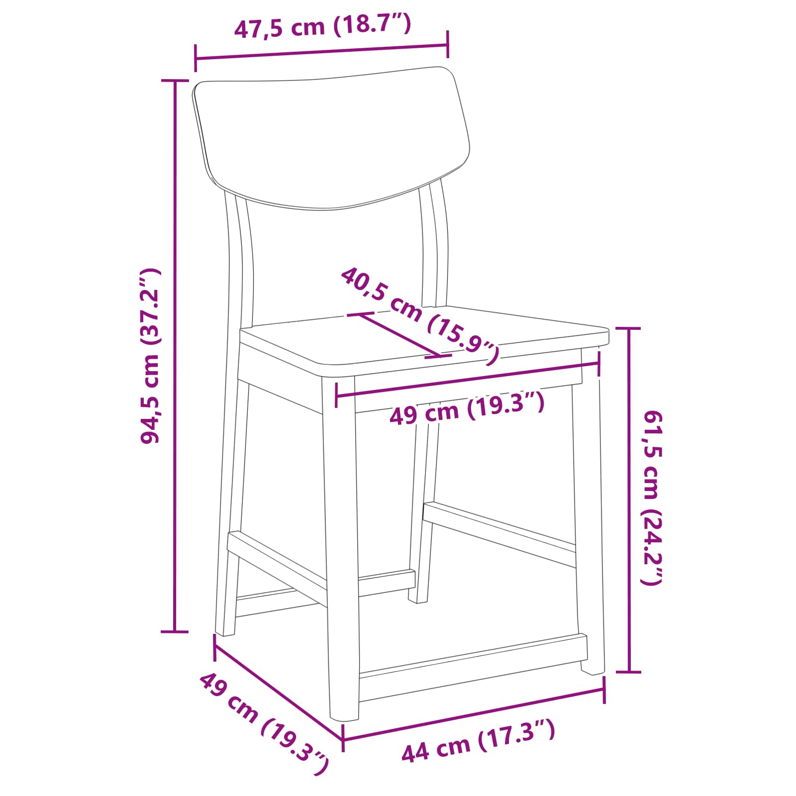 Chaises de salle à manger 2 pcs Blanc 48 x 49 x 95 cm - XIOS