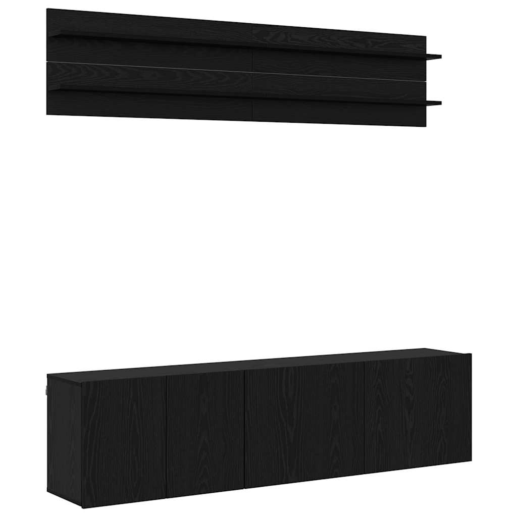 Unites TV Montage mural 6 pcs Chêne noir Bois d'ingénierie - XIOS