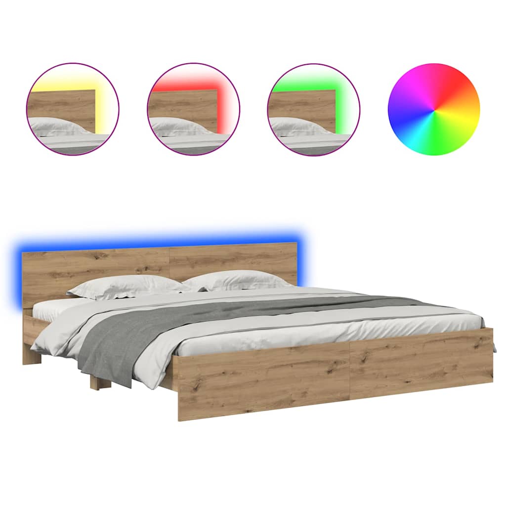 Cadre de lit Chêne artisanal 180 x 200 cm Bois d'ingénierie - XIOS