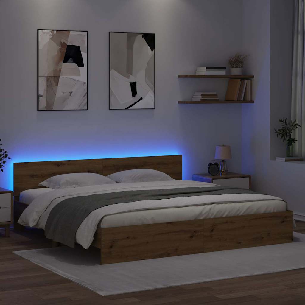 Cadre de lit Chêne artisanal 200 x 200 cm Bois d'ingénierie - XIOS